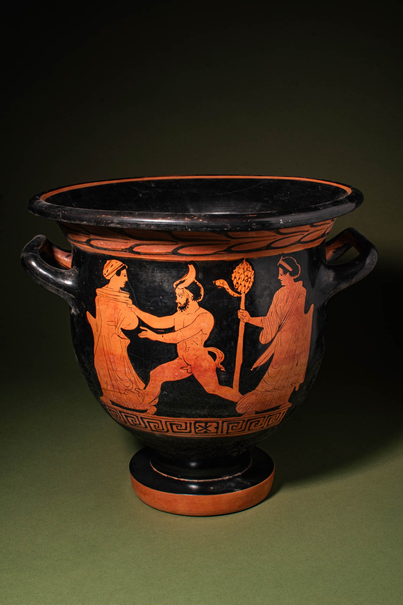 LATE ATTIC BELL KRATER WITH SATYR AND MAENADS - TL TESTED (1 of 9)