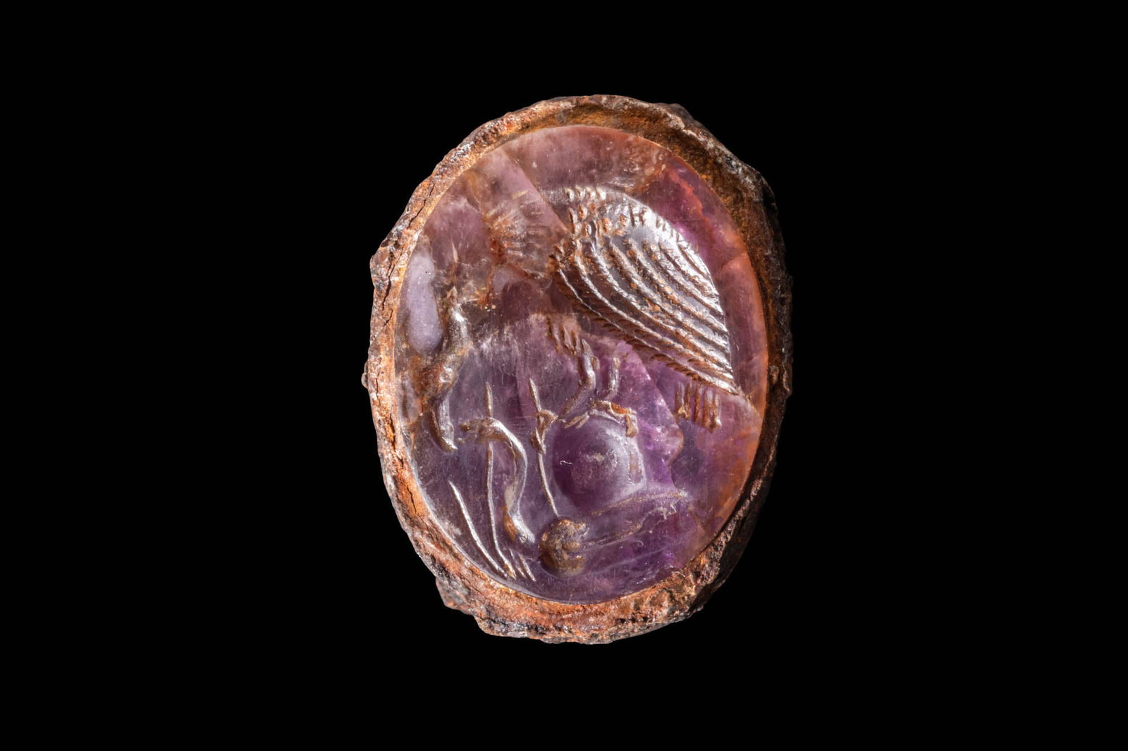HELLENISTIC AMETHYST SEAL WITH VULTURE AND ITS PREY (1 of 4)