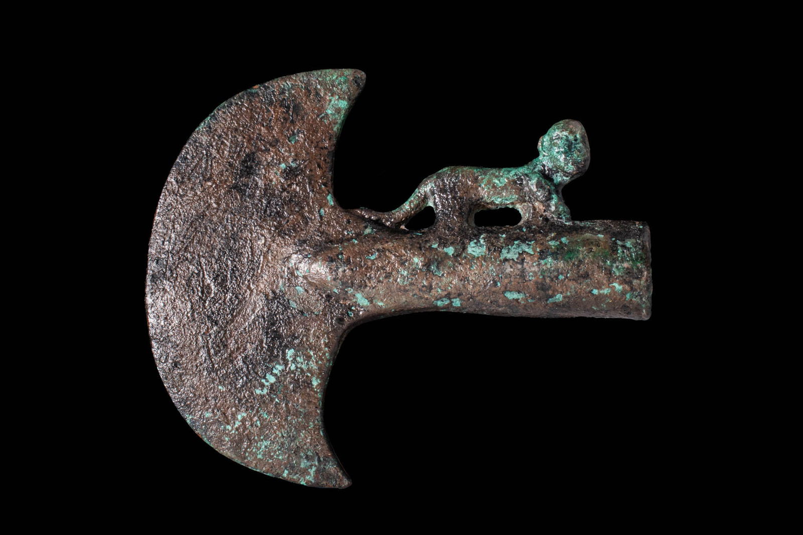 WESTERN ASIATIC LUNAR-SHAPED AXE HEAD WITH LION (1 of 5)