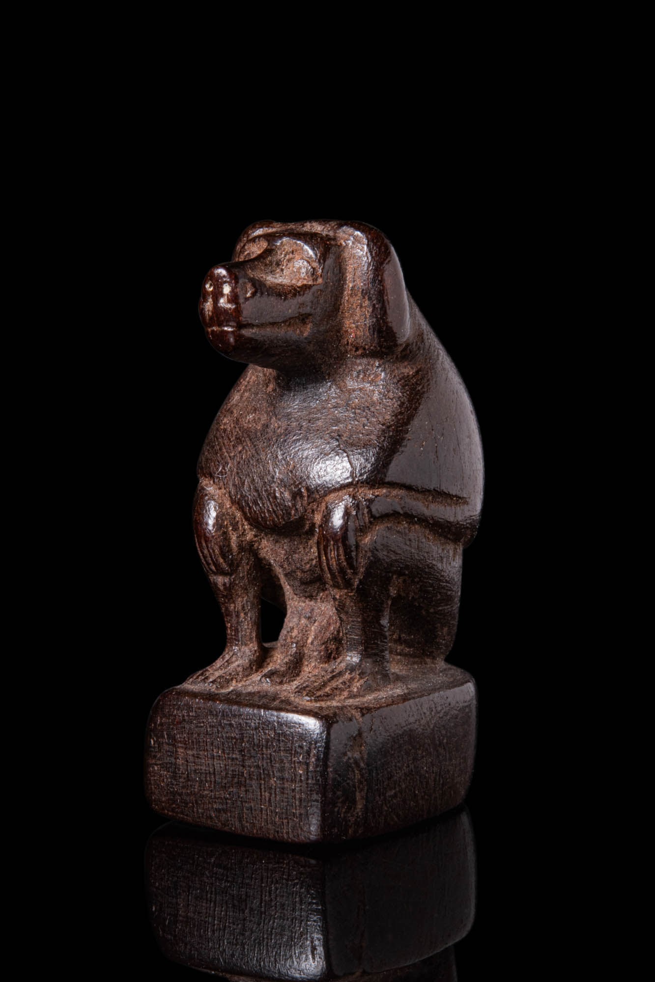 EGYPTIAN WOODEN BABOON FIGURINE (1 of 4)