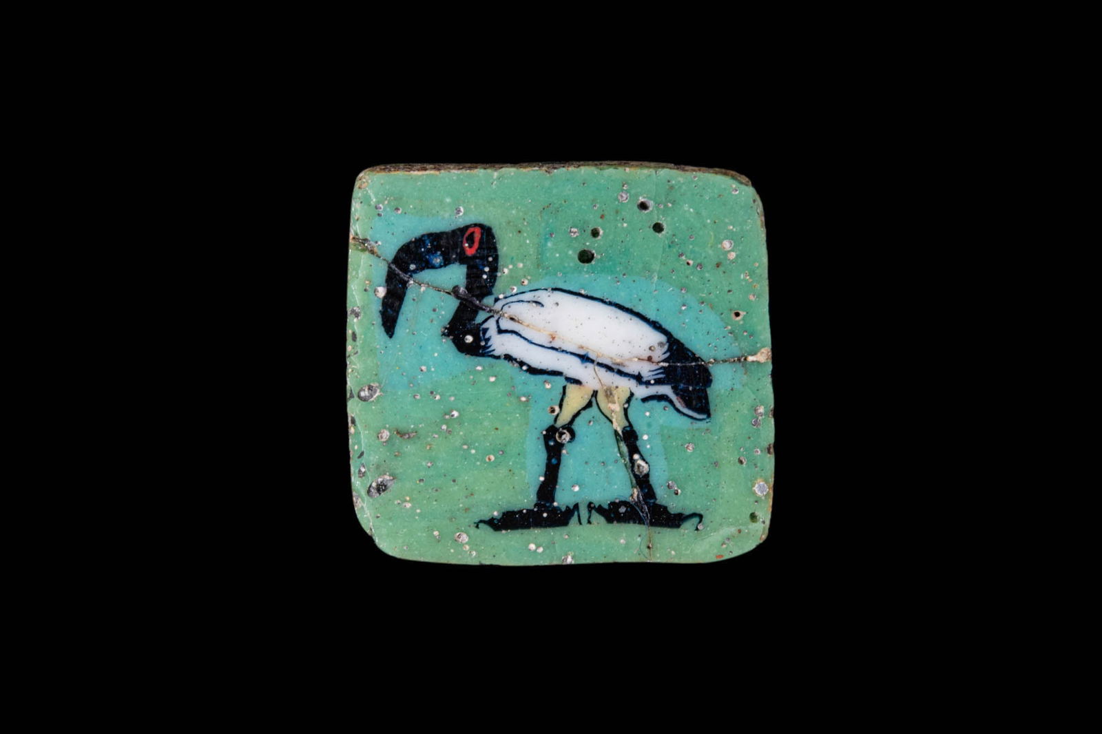 ROMANO-EGYPTIAN MOSAIC GLASS WADING IBIS INLAY (1 of 2)