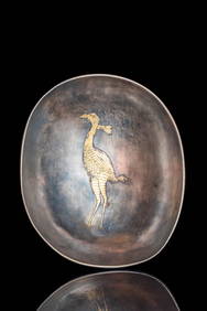 SASANIAN SILVER-GILT SHALLOW BOWL WITH CRANE (1 of 3)