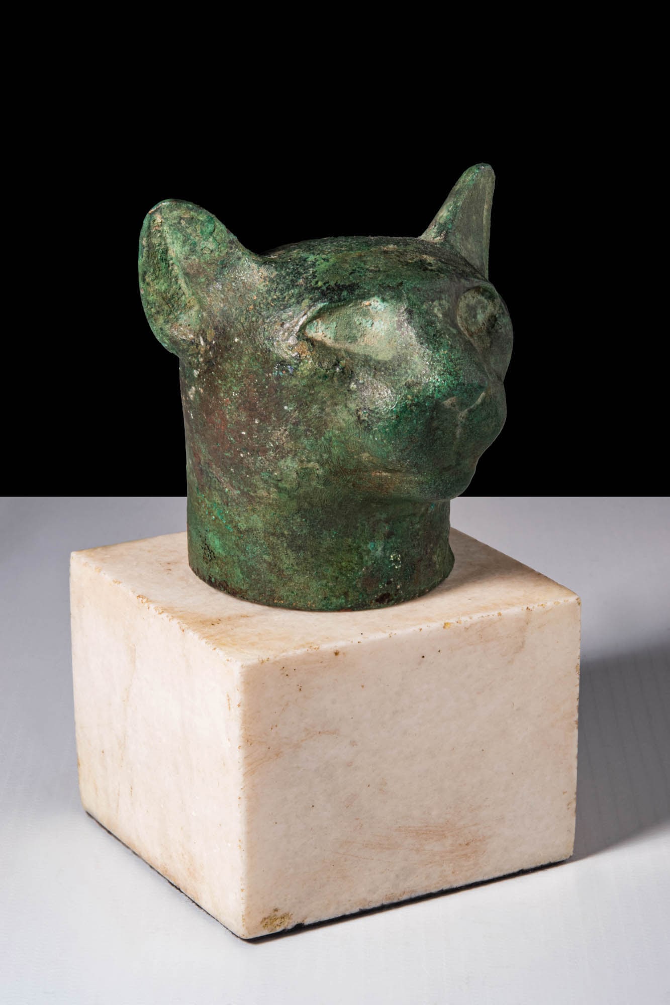 EGYPTIAN BRONZE HEAD OF CAT (1 of 5)