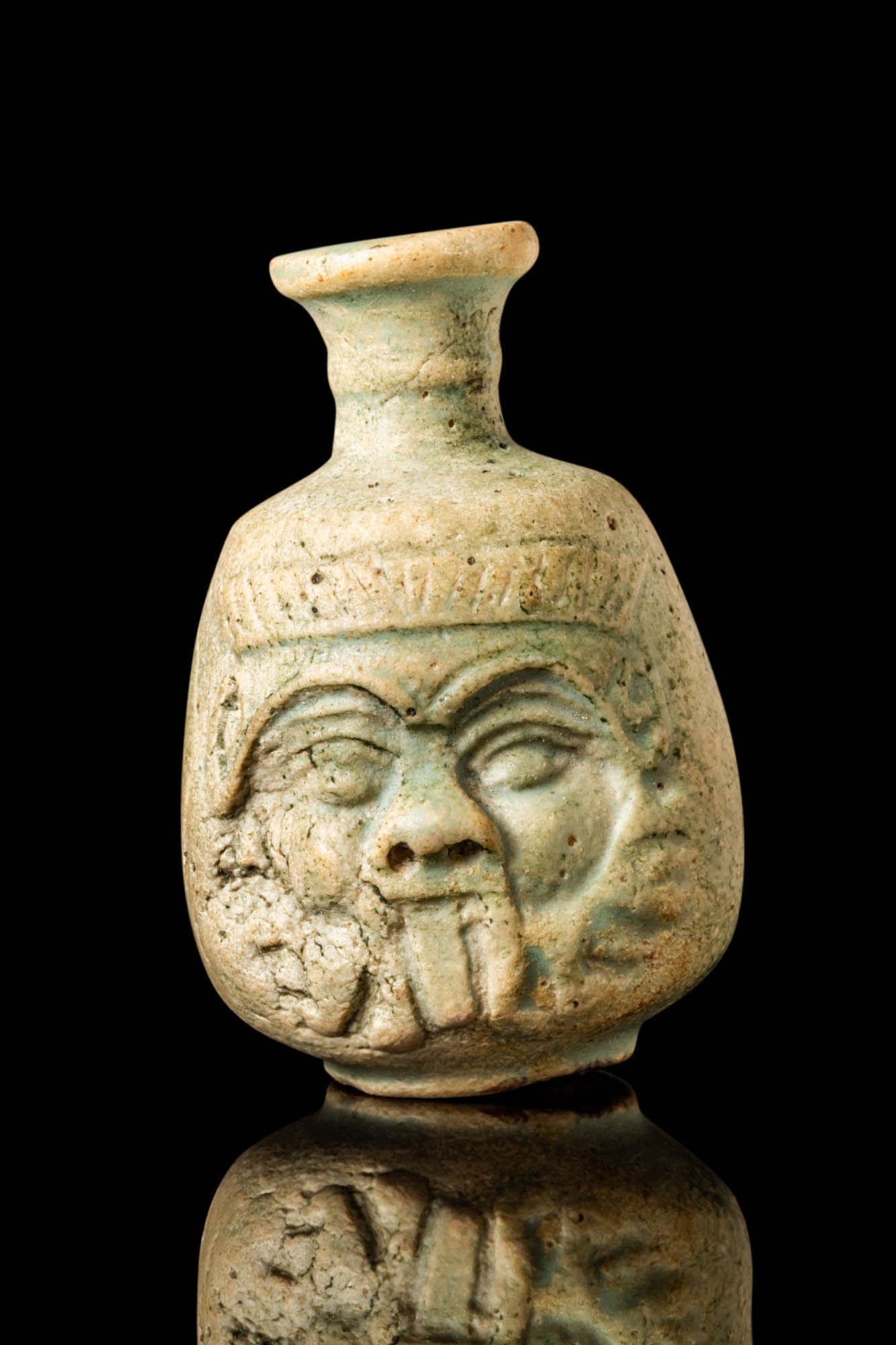 EGYPTIAN FAIENCE BES BOTTLE (1 of 6)