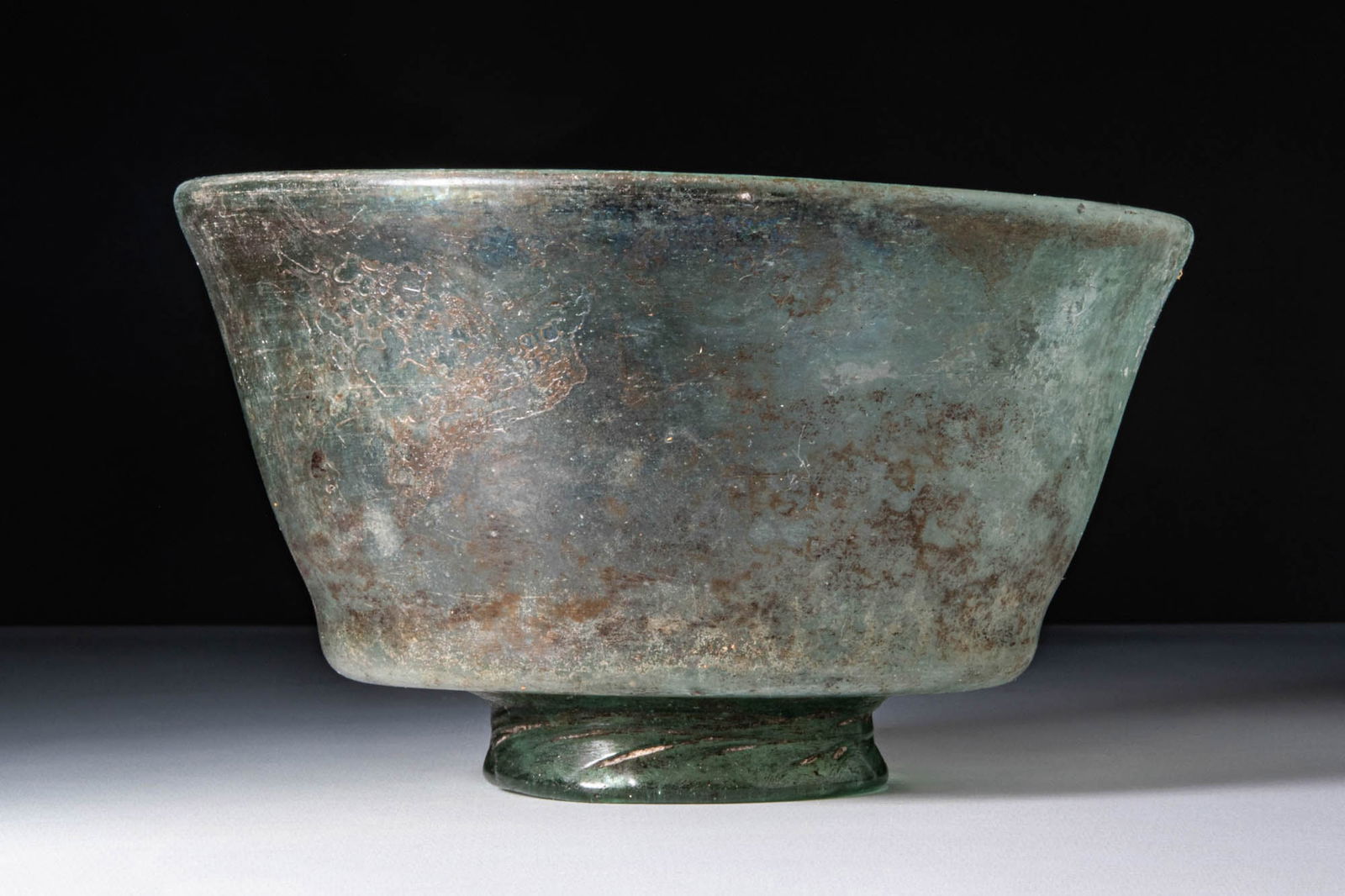 RARE ROMAN GLASS BOWL ON PEDESTAL (1 of 4)
