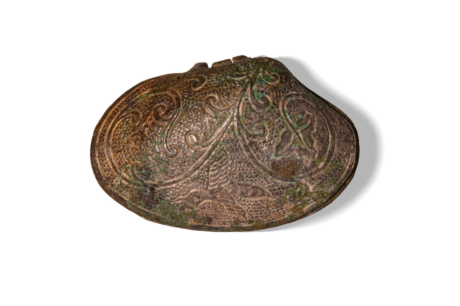 CHINESE PARCEL GILT SHELL-SHAPED SILVER BOX (1 of 3)