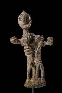 ANATOLIAN DOUBLE BRONZE IDOL: Ca. 1600 - 1400 BC. A Size: 110mm x 60mm; Weight: 175gProvenance: Private London collection, acquired on the Belgian art market, 1990s.