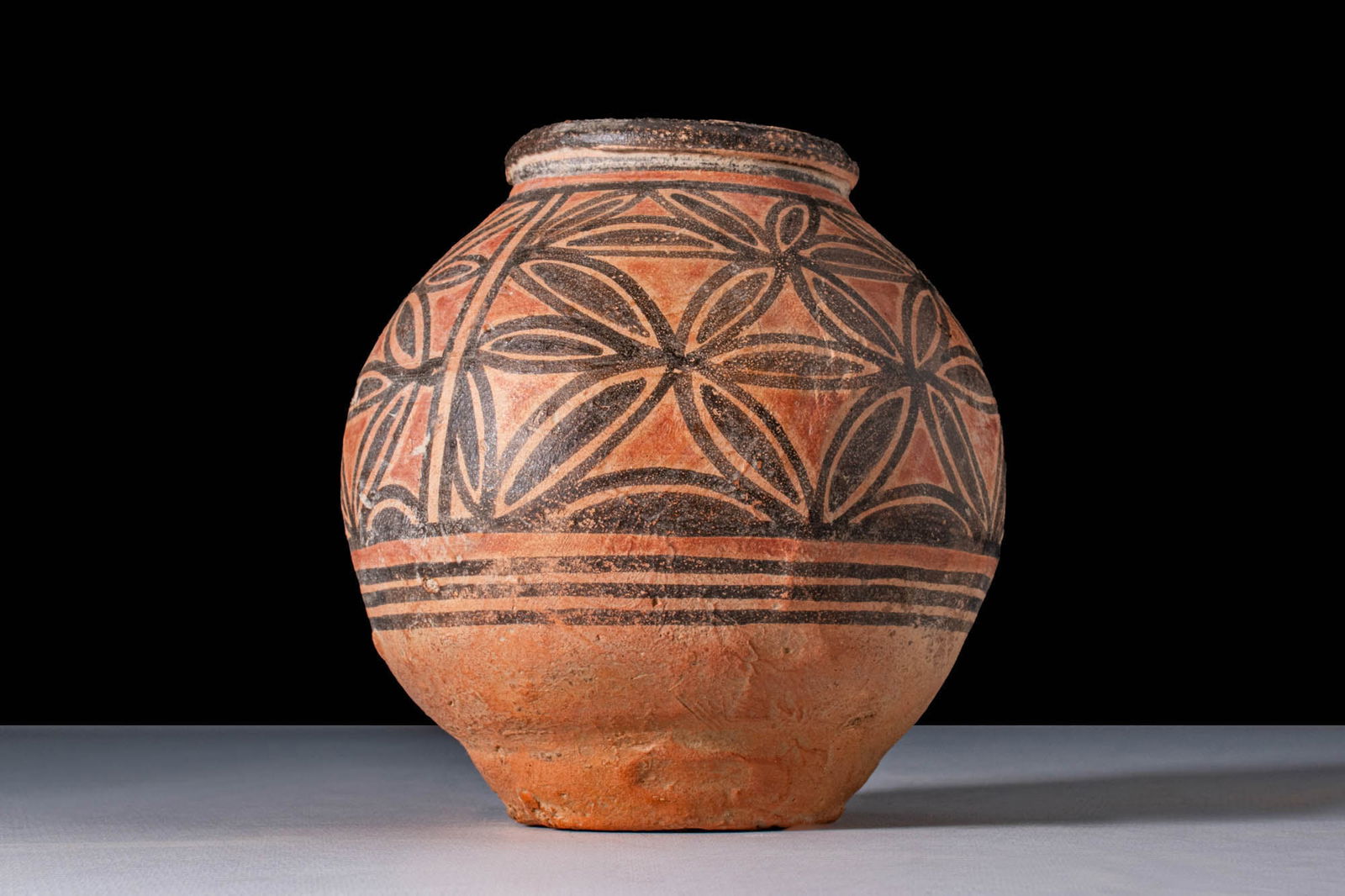 INDUS VALLEY TERRACOTTA PAINTED JAR WITH GEOMETRIC MOTIF (1 of 4)