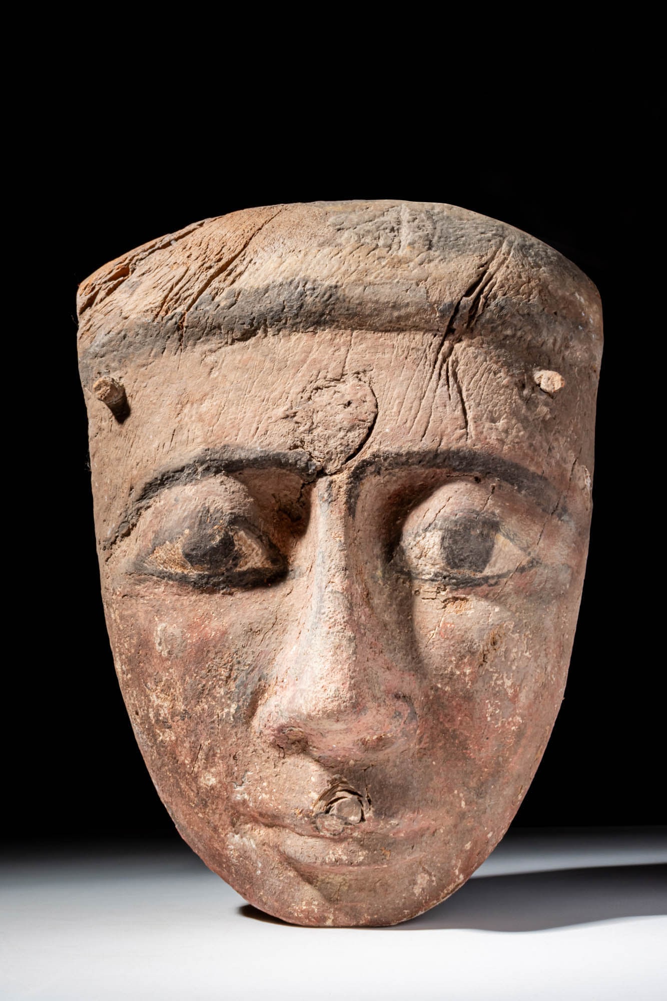 EGYPTIAN PAINTED WOODEN SARCOPHAGUS MASK (1 of 4)