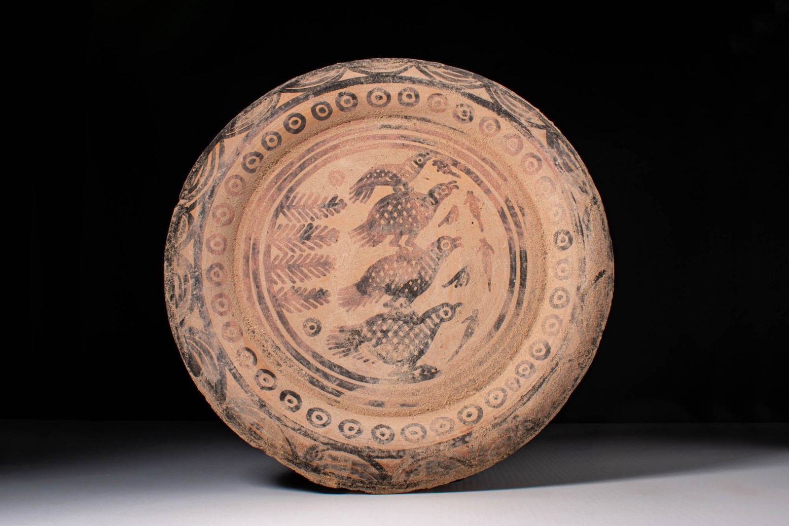 INDUS VALLEY TERRACOTTA PAINTED DISH WITH BIRDS (1 of 3)