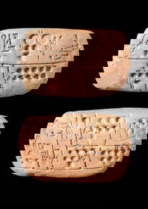SUMERIAN CLAY TABLET WITH PROTO-CUNEIFORM INSCRIPTION
