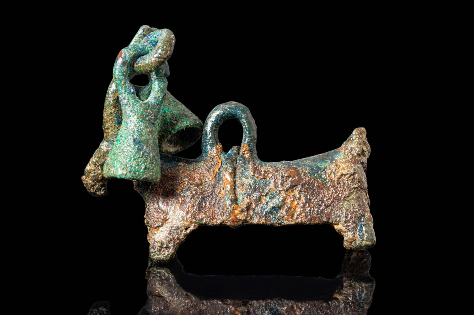 EARLY GREEK BRONZE IBEX WITH SUSPENDED BELLS (1 of 5)