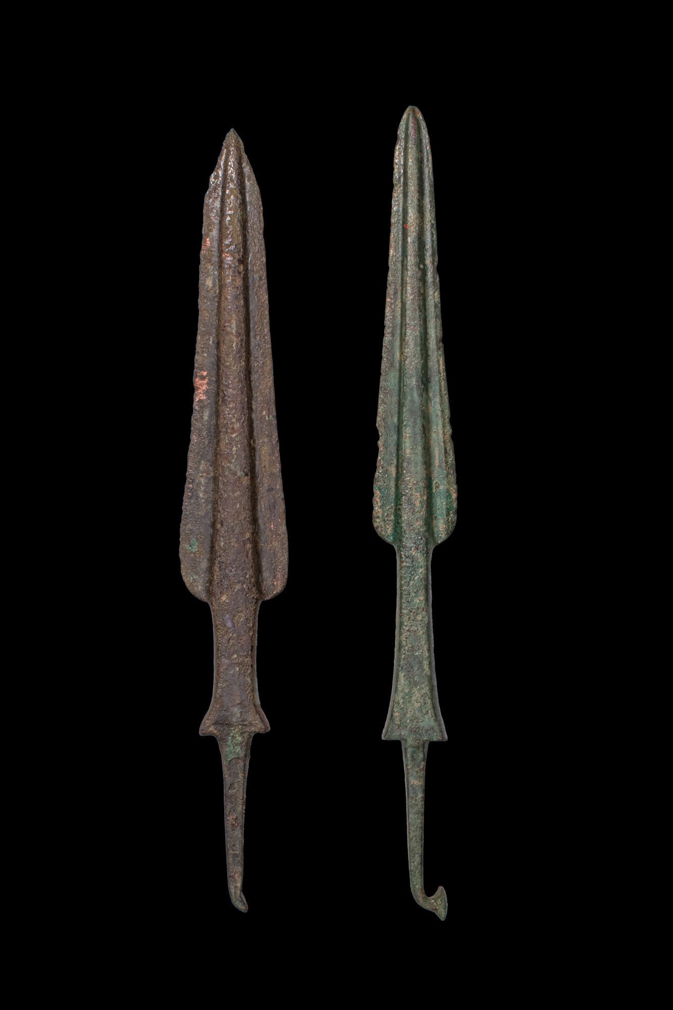 PAIR OF BRONZE AGE BRONZE SPEARHEADS (1 of 2)