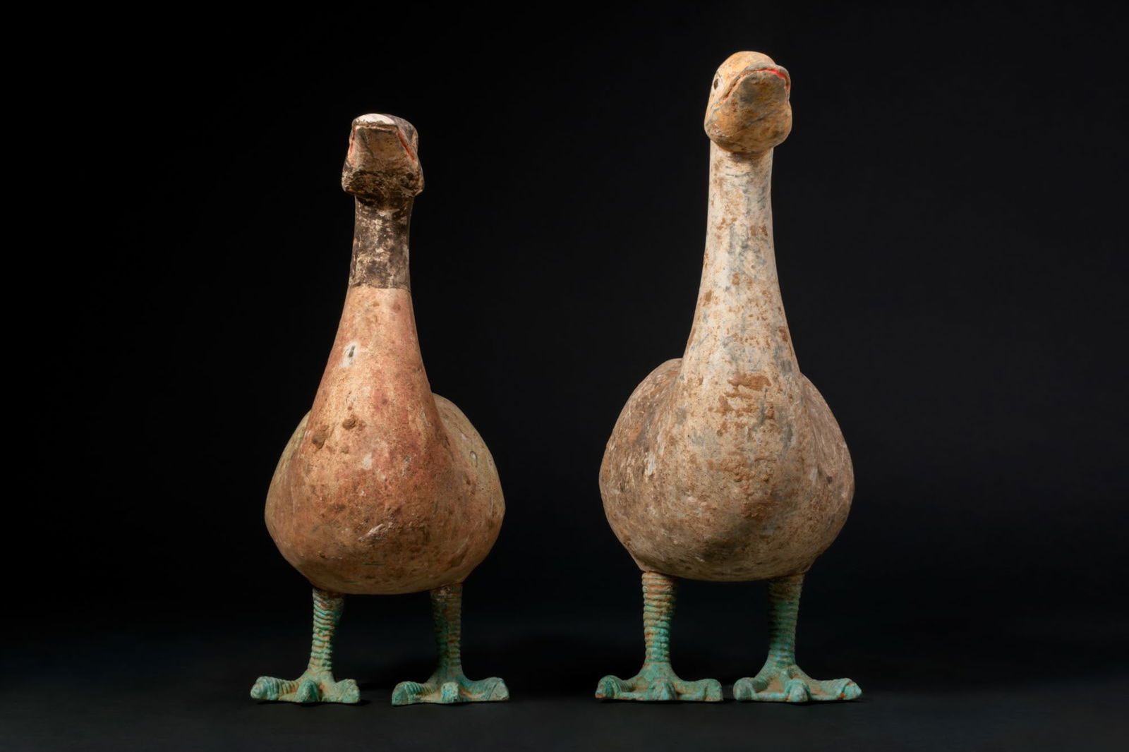 PAIR OF CHINESE TERRACOTTA GEESE - TL TESTED (1 of 5)