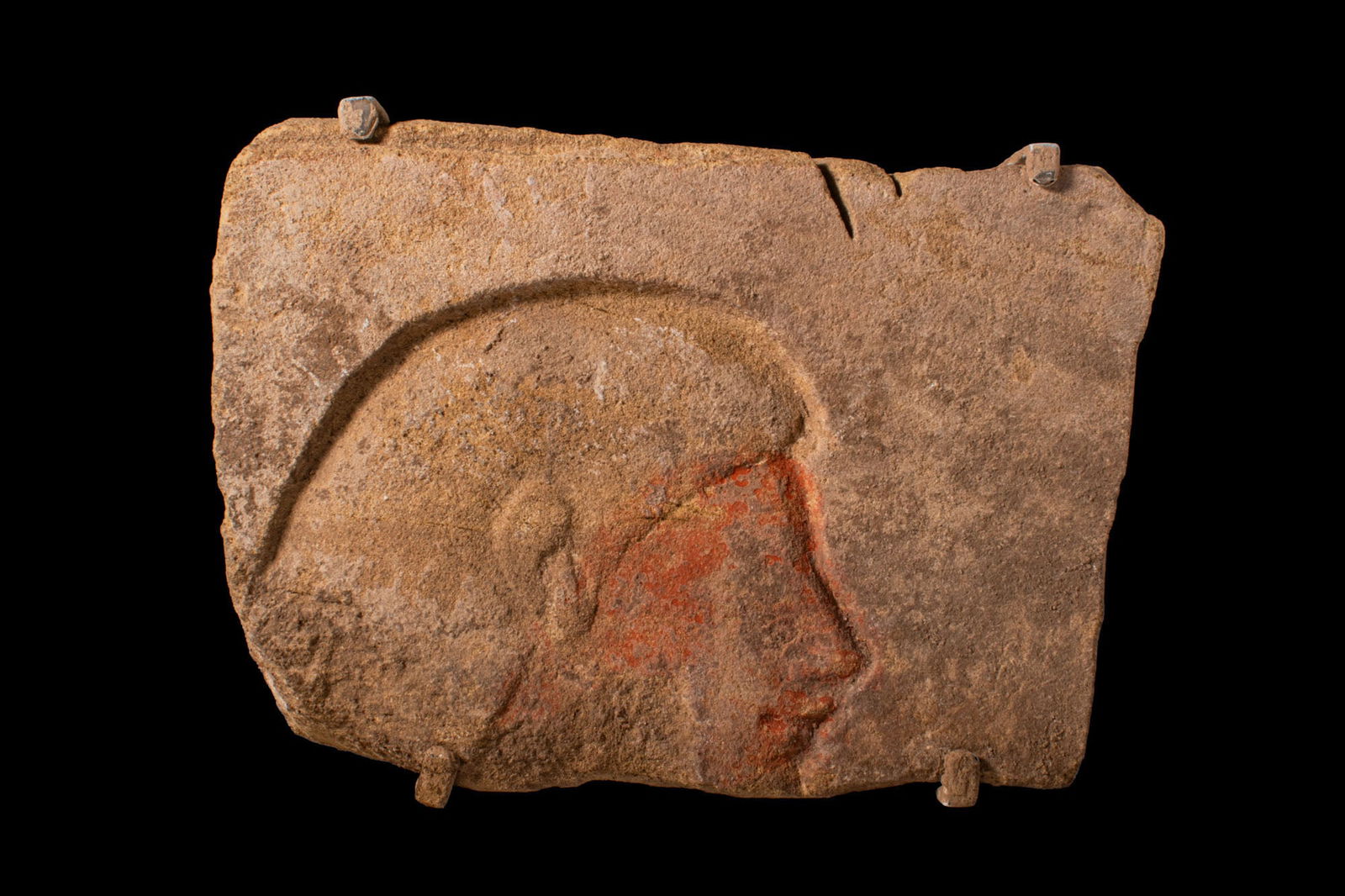 EGYPTIAN SANDSTONE RELIEF OF WORSHIPPER WITH WIG