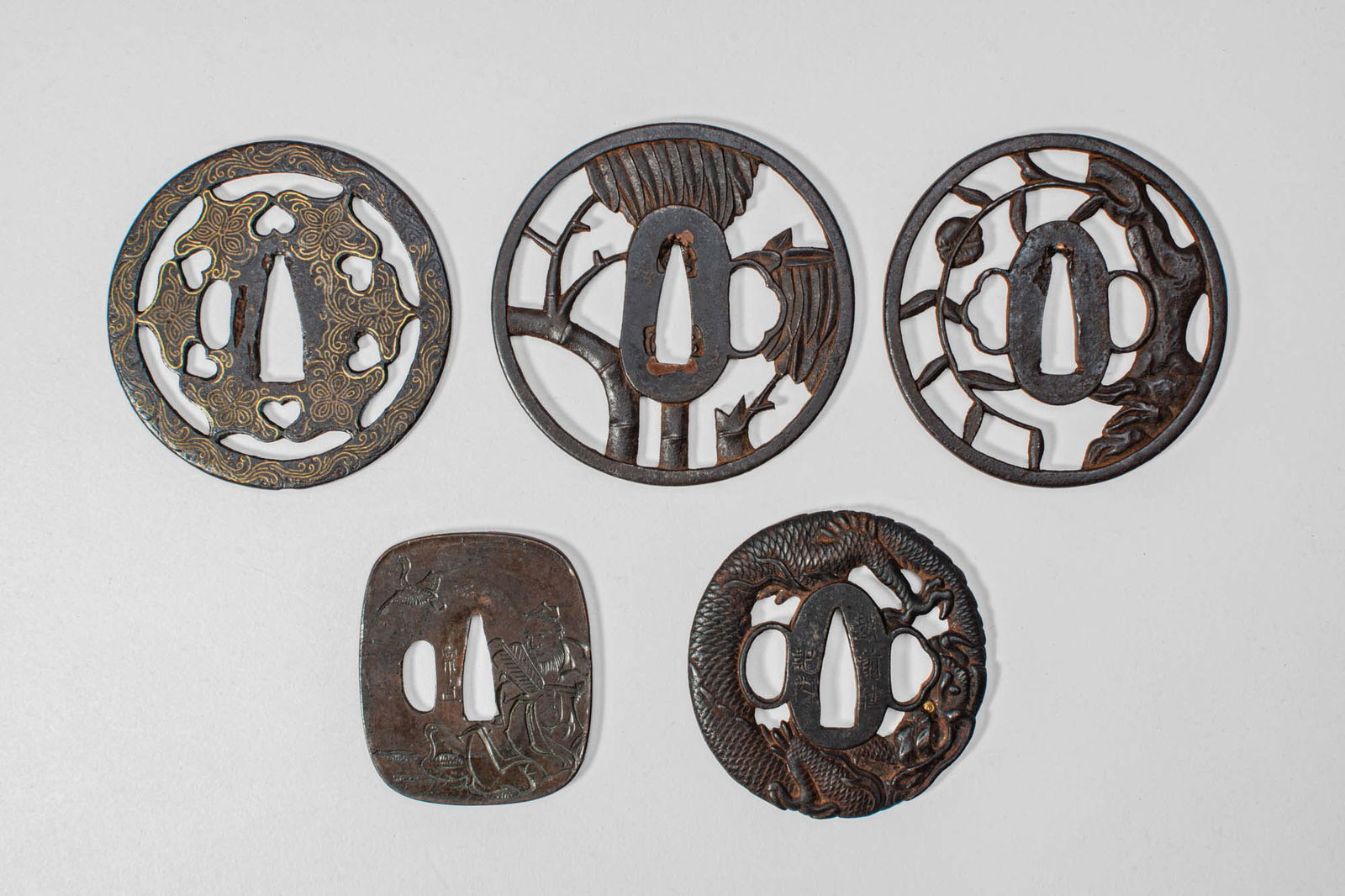 GROUP OF FIVE JAPANESE TSUBA (1 of 4)