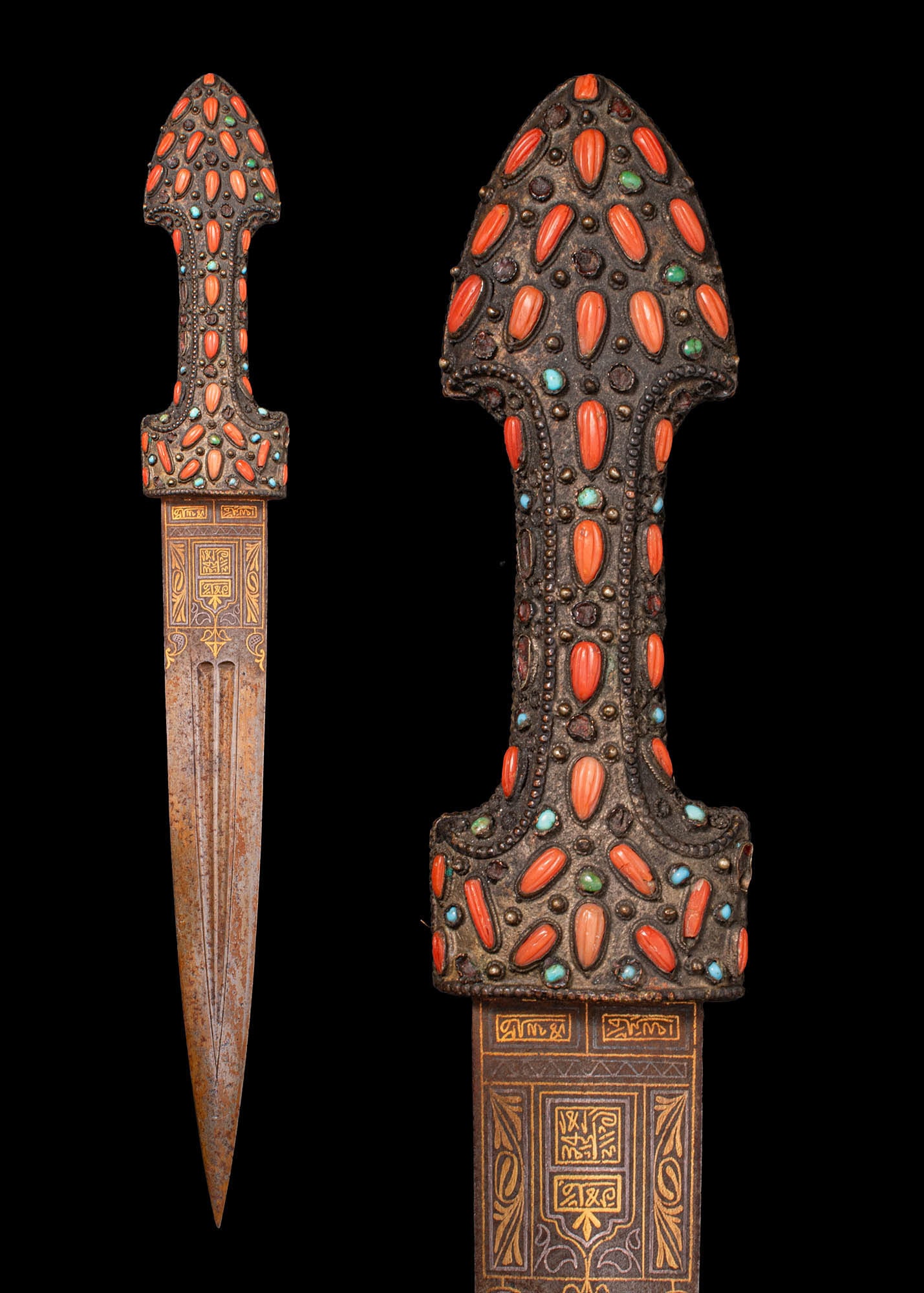 OTTOMAN CORAL AND TURQUOISE INLAID DAGGER (1 of 6)