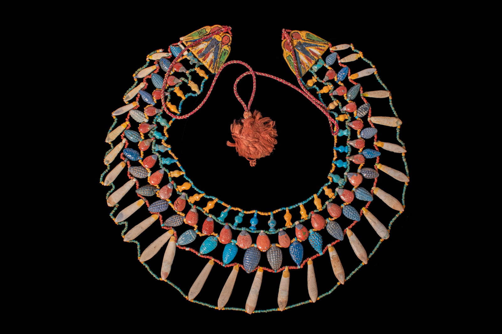 EGYPTIAN POLYCHROME GLAZED COMPOSITION BEADED BROAD COLLAR NECKLACE (1 of 5)