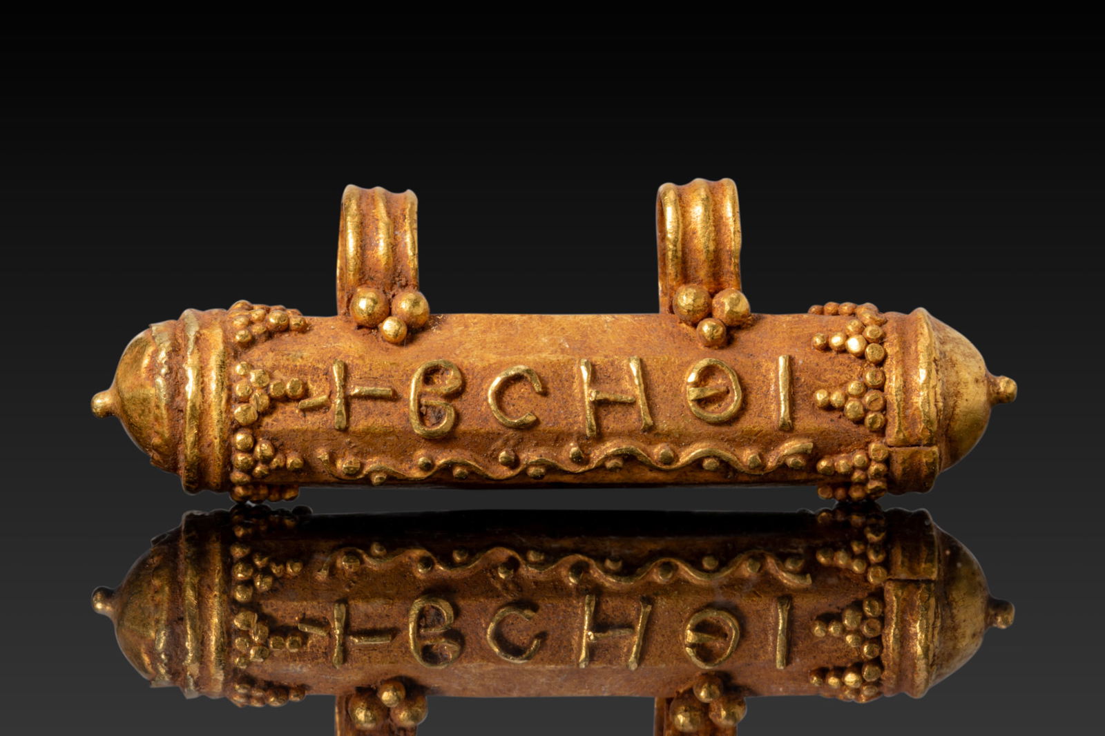 ROMAN HIGH KARAT GOLD HIGH KARAT SCROLL PENDANT WITH GREEK INSCRIPTION (1 of 4)