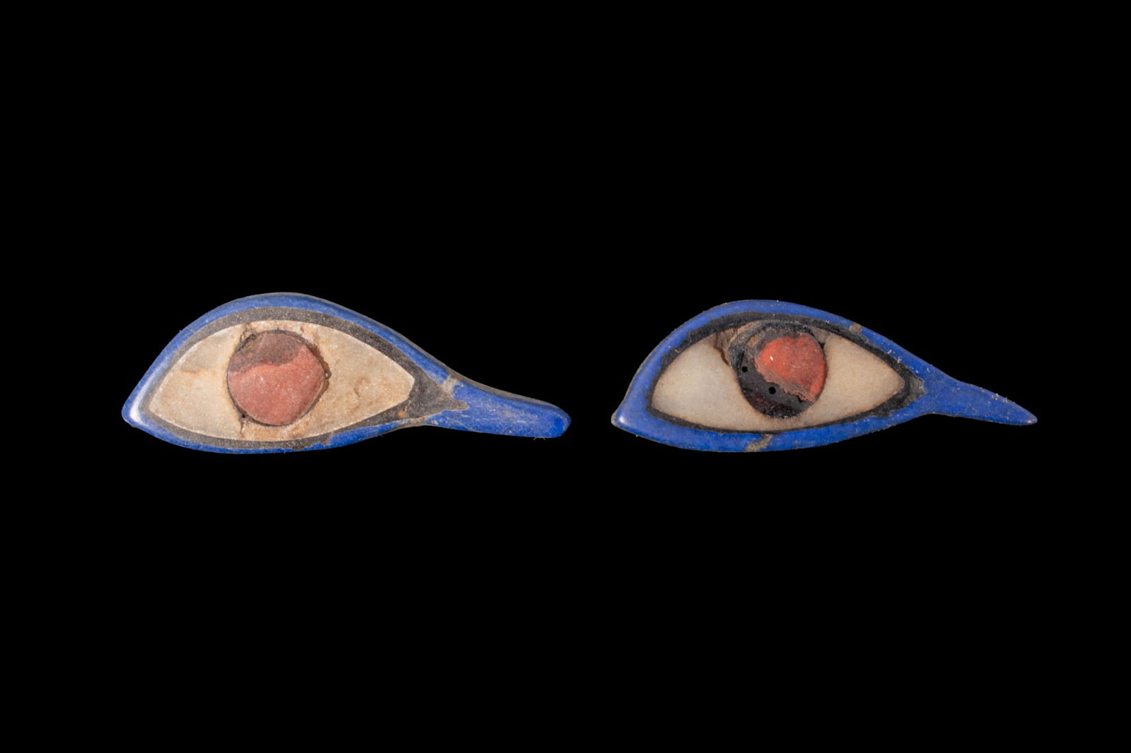 PAIR OF EGYPTIAN GLASS AND LAPIS LAZULI EYE INLAYS (1 of 2)