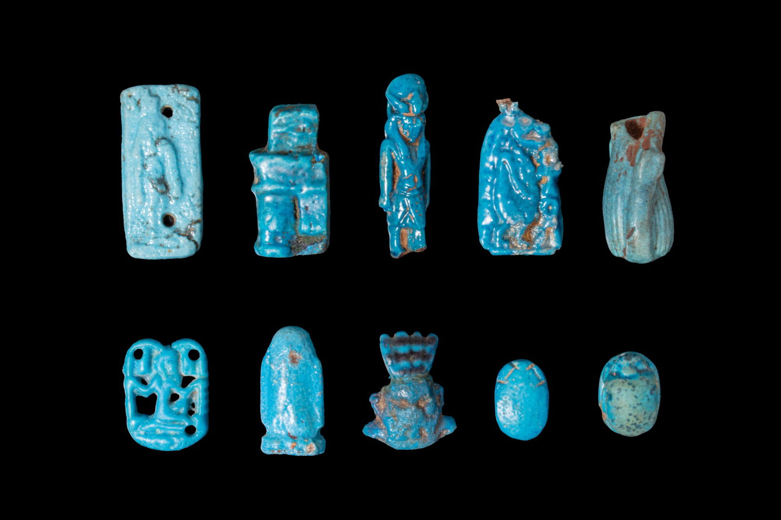 COLLECTION OF EGYPTIAN FAIENCE DEITY AMULETS (1 of 2)
