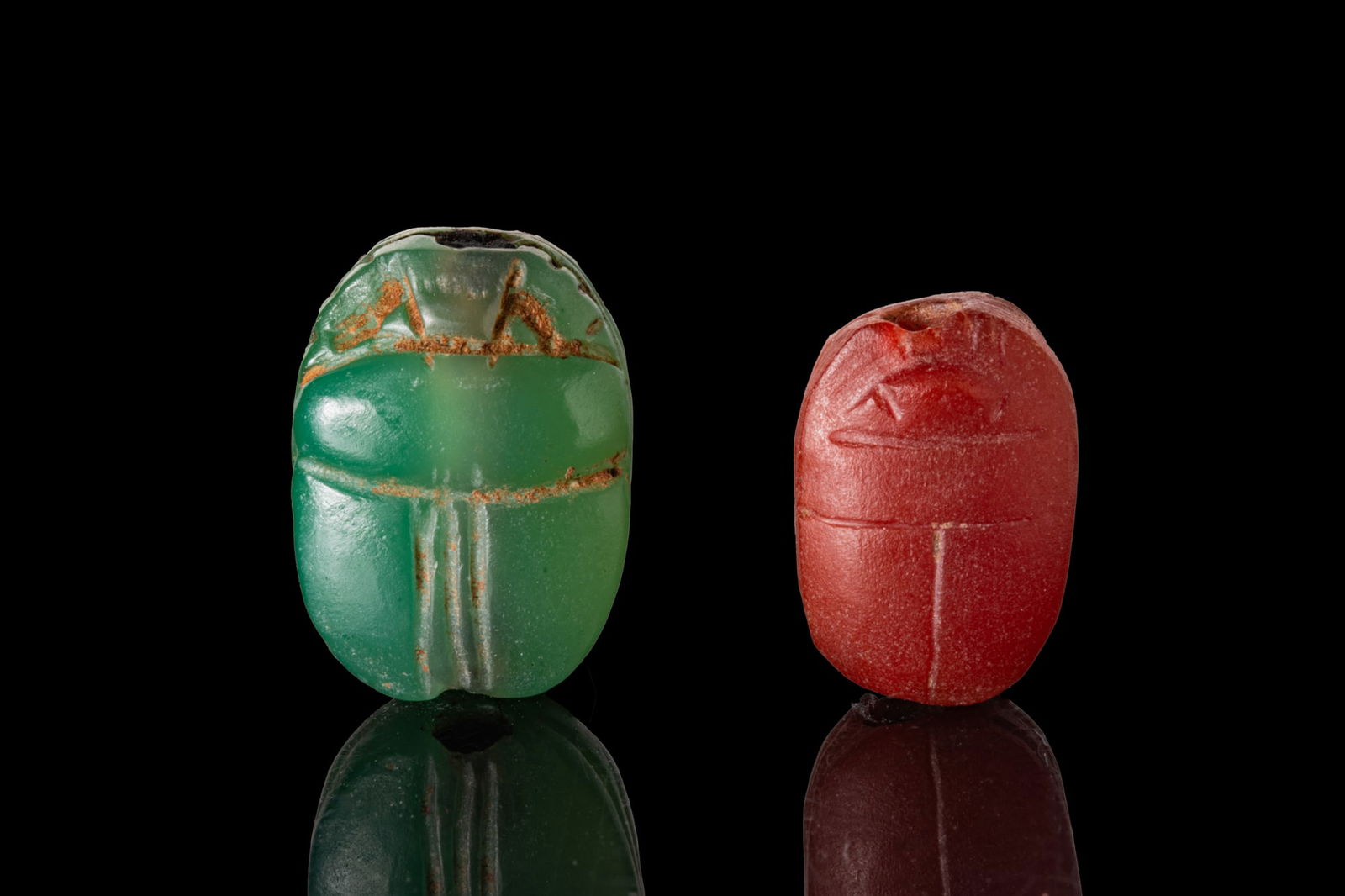 PAIR OF EGYPTIAN STONE SCARABS (1 of 3)