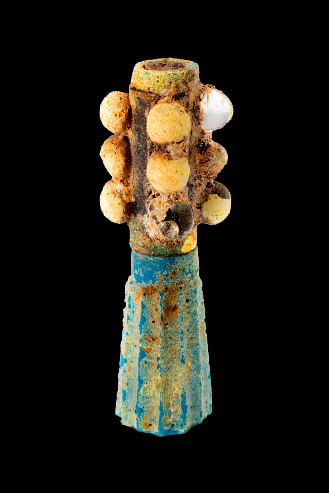 RARE PHOENICIAN GLASS DJED TOWER AMULET BEAD (1 of 4)