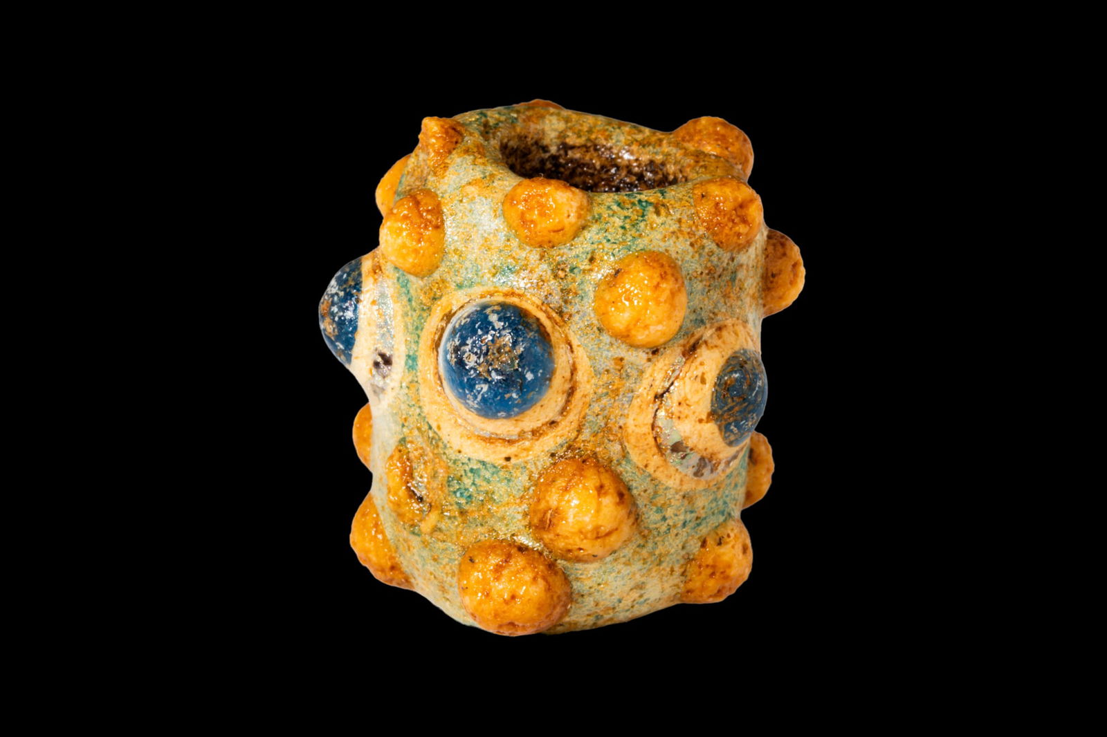 LARGE PHOENICIAN GLASS EYE BEAD WITH KNOB PROJECTIONS (1 of 4)