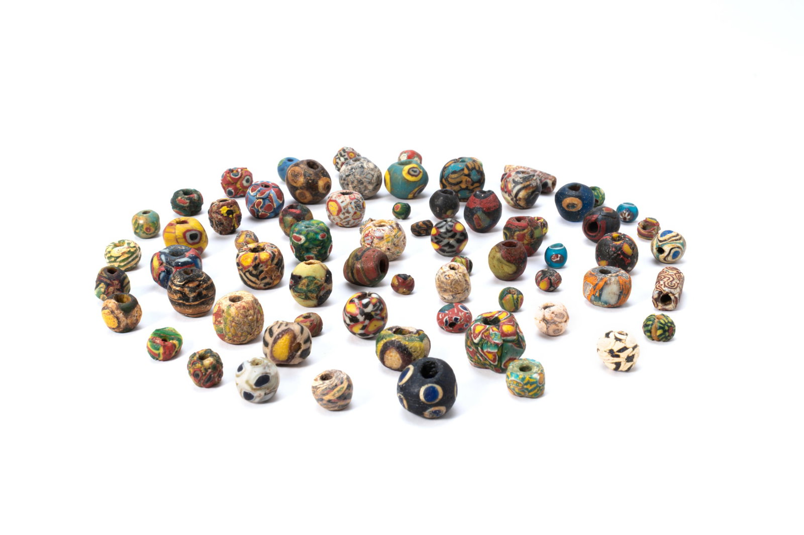 LARGE COLLECTION OF PHOENICIAN AND ROMAN GLASS MOSAIC BEADS (1 of 2)