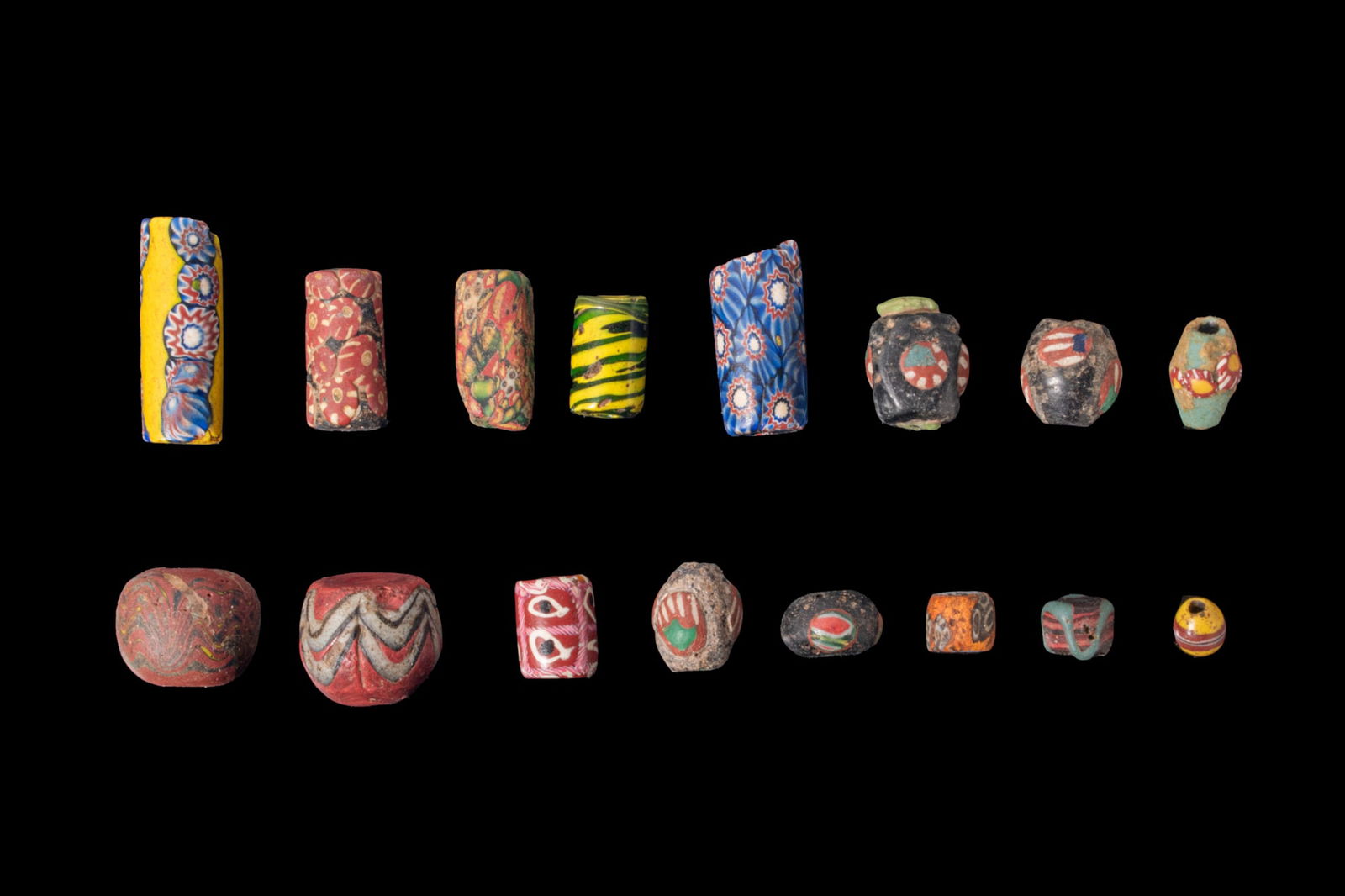 COLLECTION OF ROMAN PERIOD MOSAIC GLASS MILLEFIORI BEADS (1 of 2)