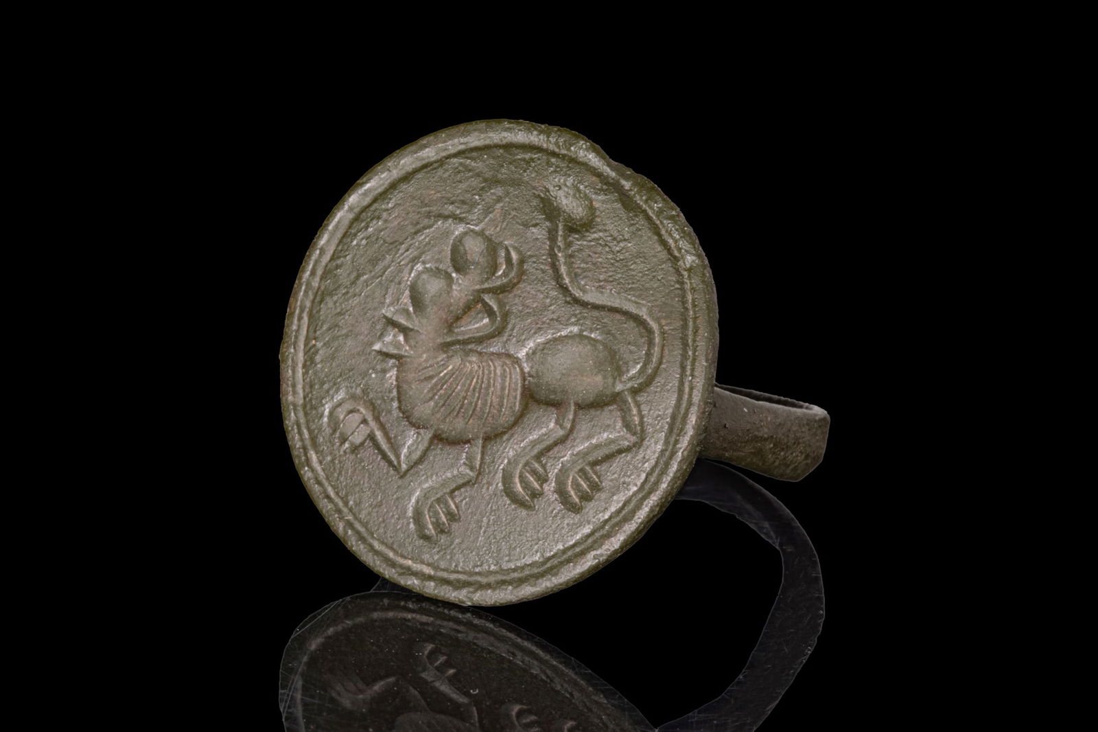 MEDIEVAL BRONZE RING WITH BEAST (1 of 3)