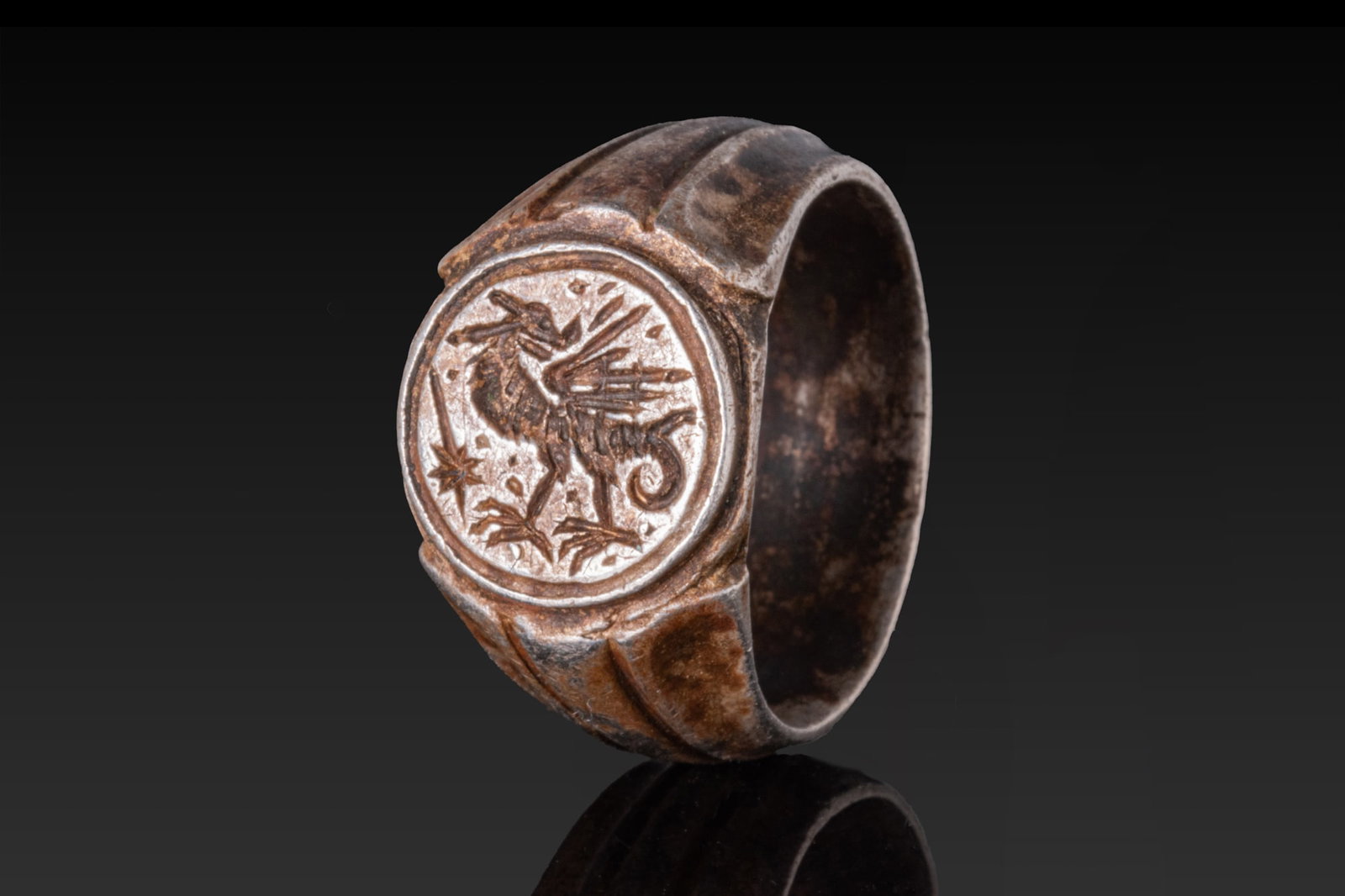CRUSADER SILVER RING WITH DRAGON AND STAR (1 of 4)