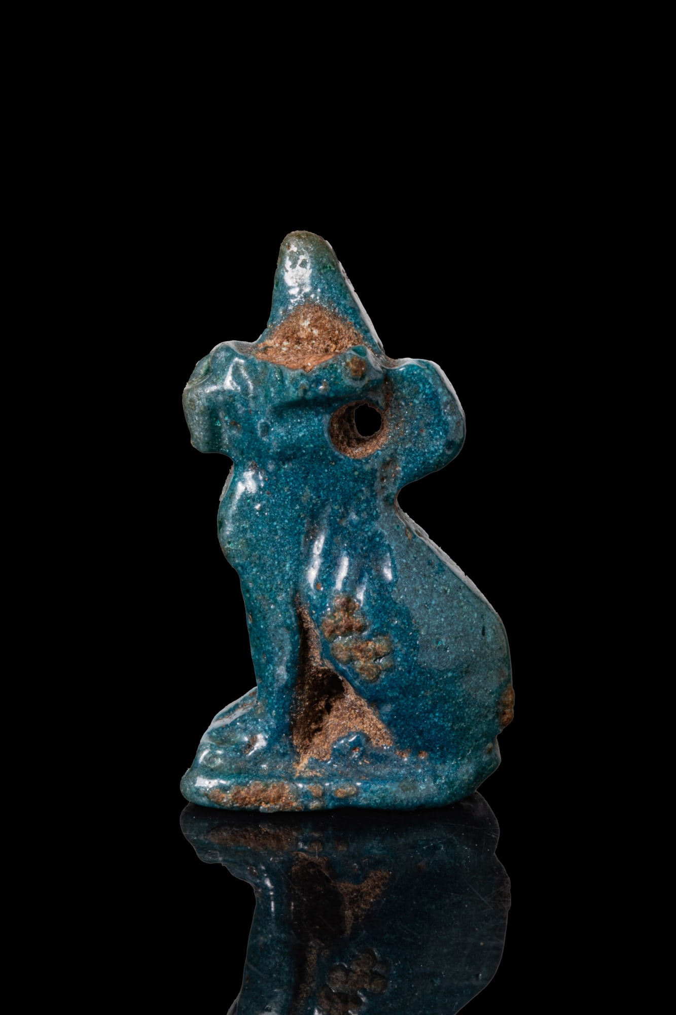 ROMANO-EGYPTIAN FAIENCE CAT AMULET (1 of 3)