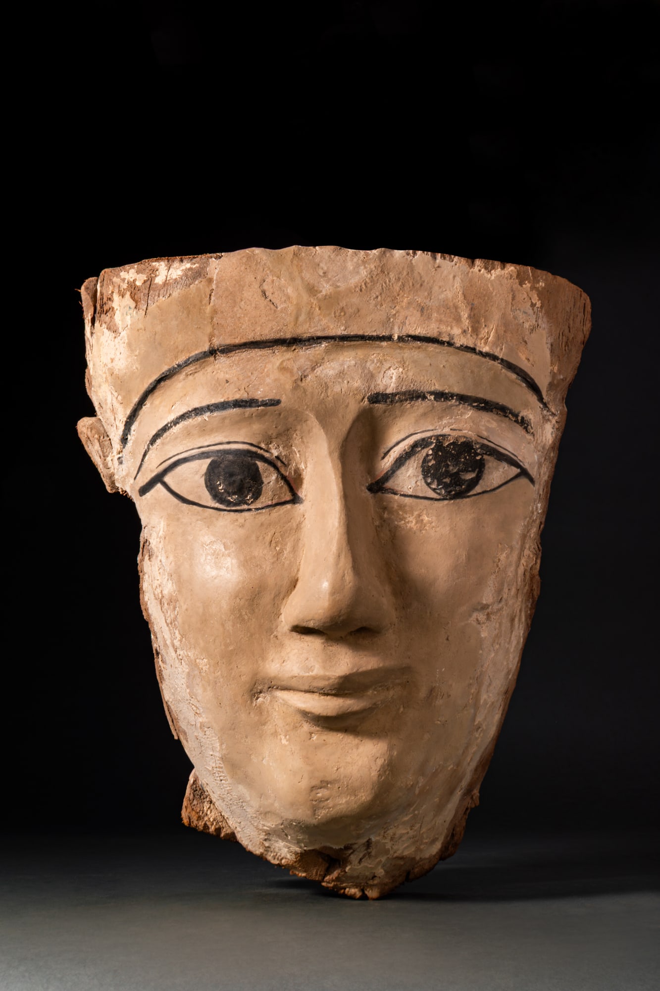 EGYPTIAN WOOD AND PLASTER SARCOPHAGUS MASK (1 of 3)
