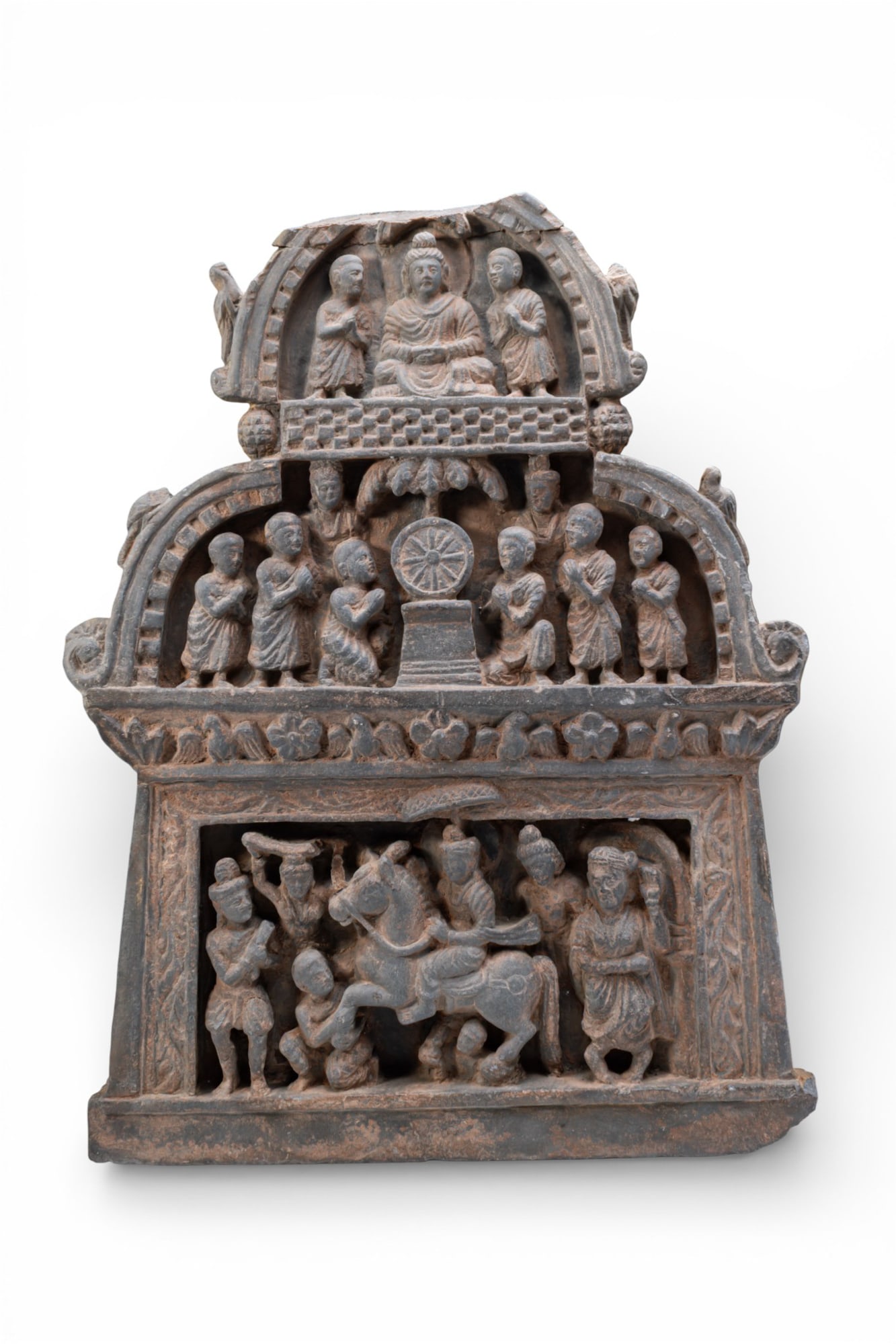 GANDHARAN STONE PANEL DEPICTING LIFE STAGES OF BUDDHA (1 of 5)