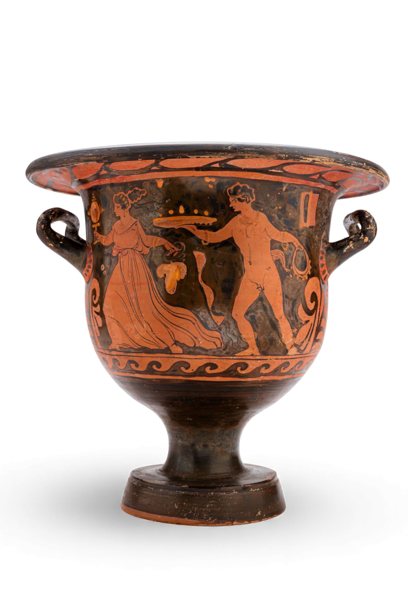 APULIAN RED-FIGURE BELL KRATER WITH SATYR AND MAENAD - TL TESTED (1 of 10)