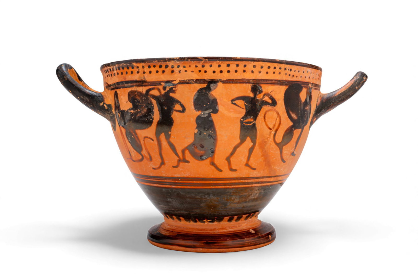 ATTIC BLACK-FIGURE SKYPHOS WITH DANCING FIGURES AND SPHINXES (1 of 6)