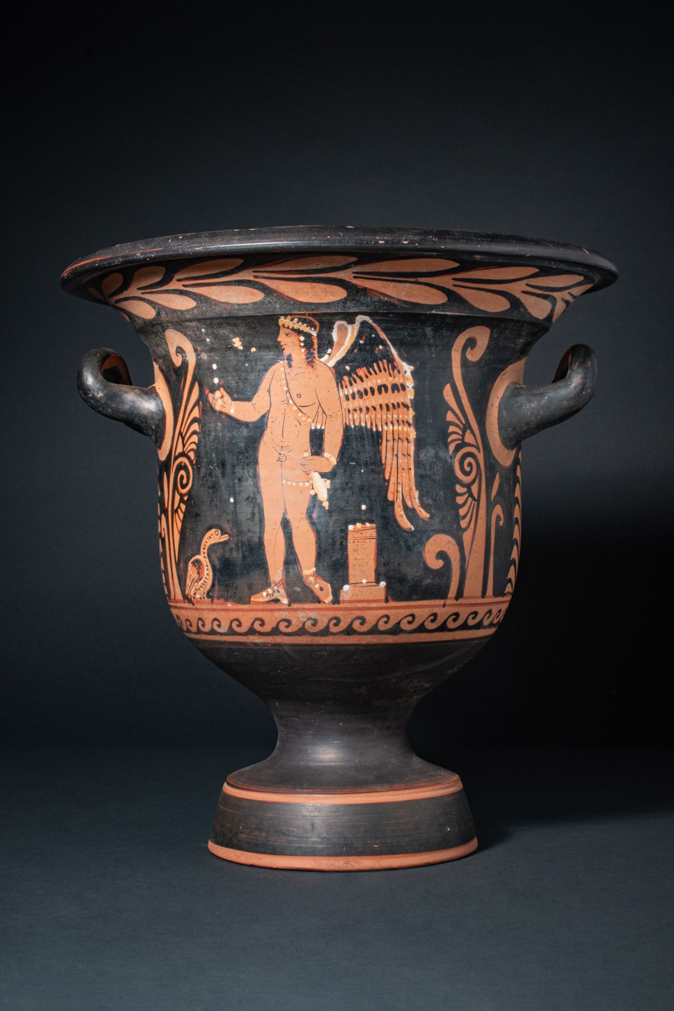 CAMPANIAN RED-FIGURE BELL KRATER WITH WINGED EROS - TL TESTED (1 of 7)