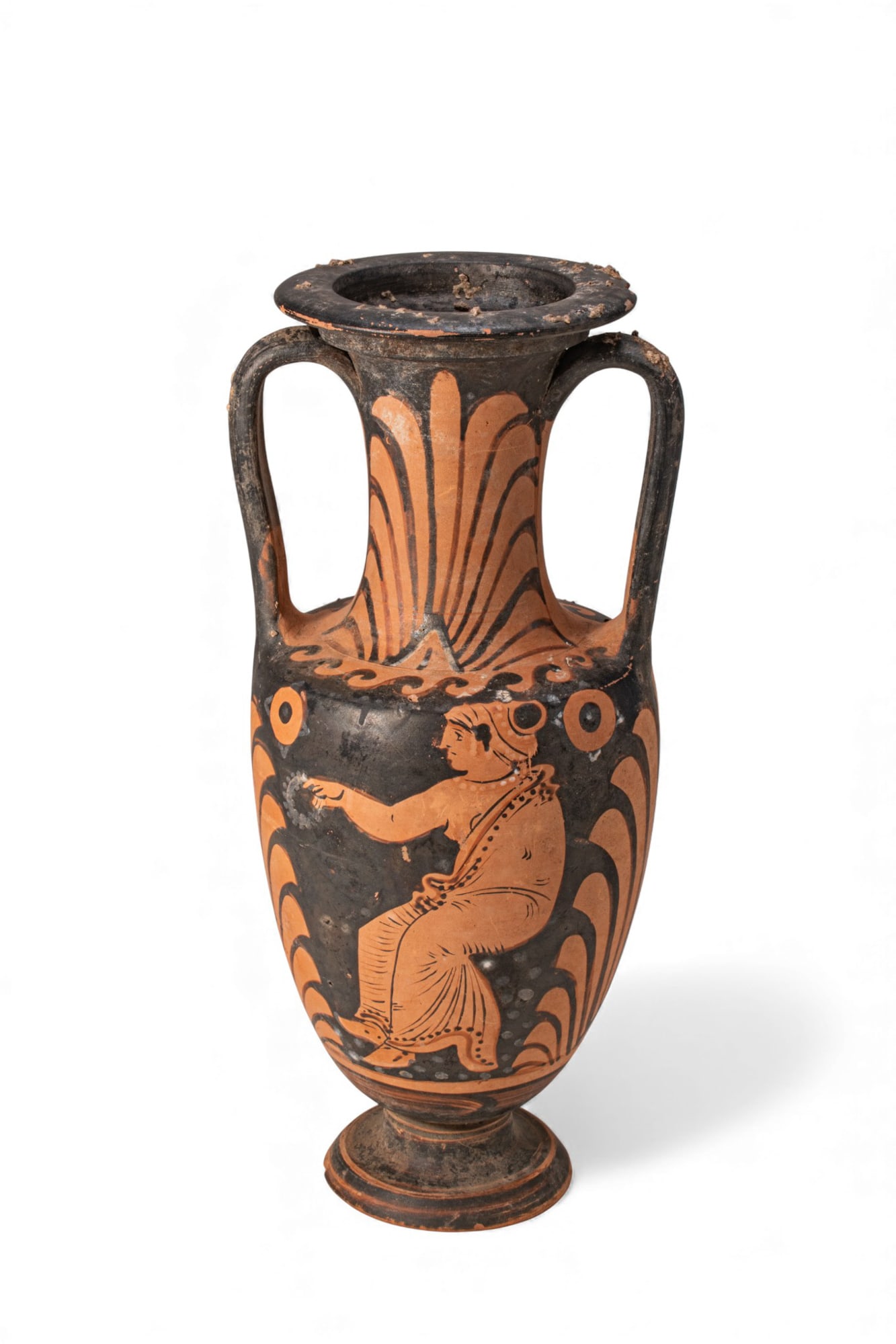 CAMPANIAN RED-FIGURE AMPHORA WITH LADY OF FASHION BY THE CIRCLE OF LYCURGUS PAINTER (1 of 7)