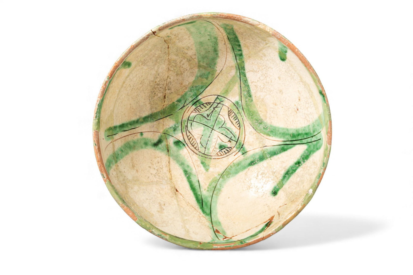 BYZANTINE SGRAFFITO WARE CUP WITH CENTRAL STAR - EX ASHMOLEAN MUSEUM (1 of 8)