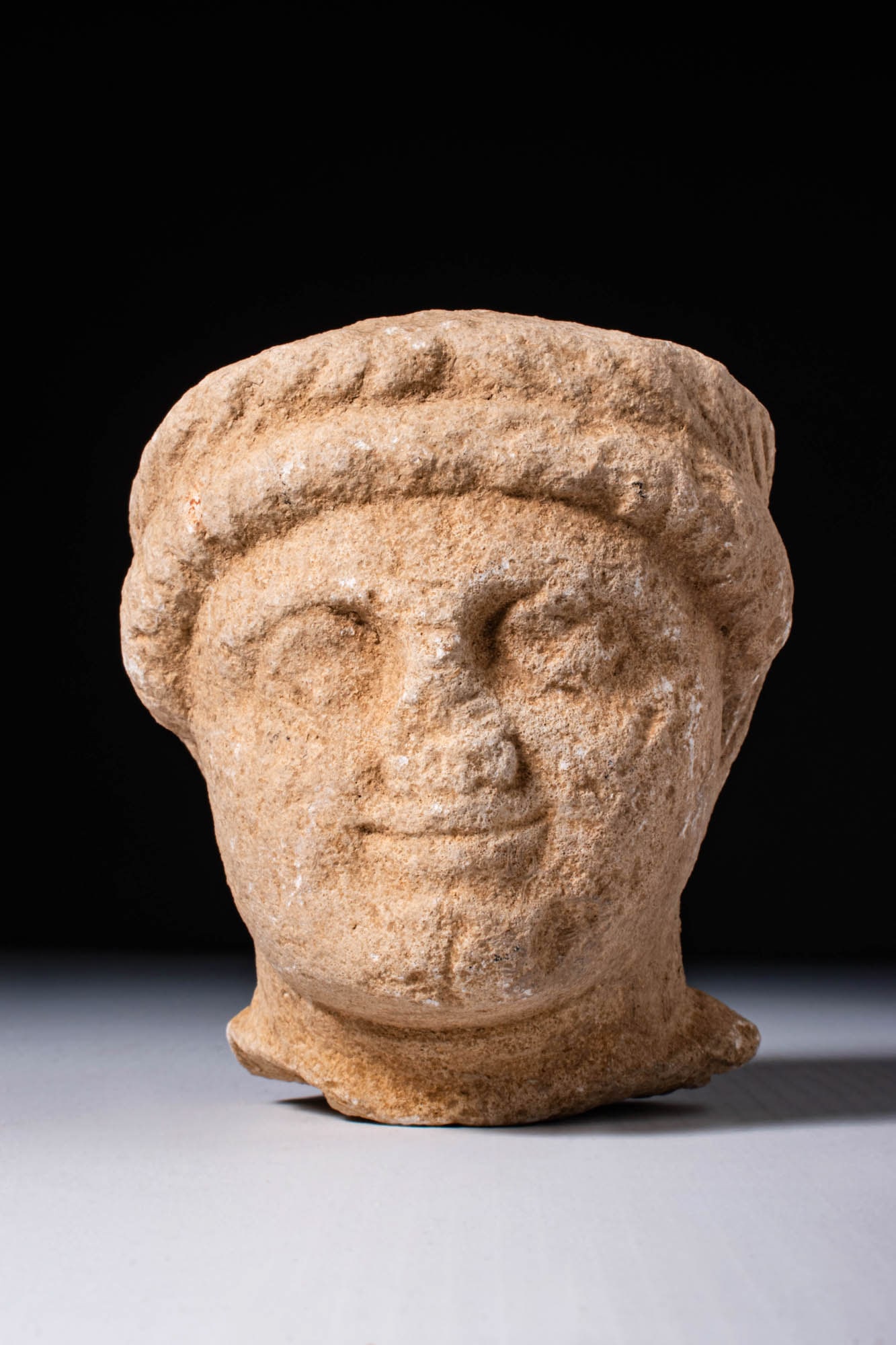 CYPRIOT LIMESTONE HEAD OF WORSHIPPER (1 of 3)