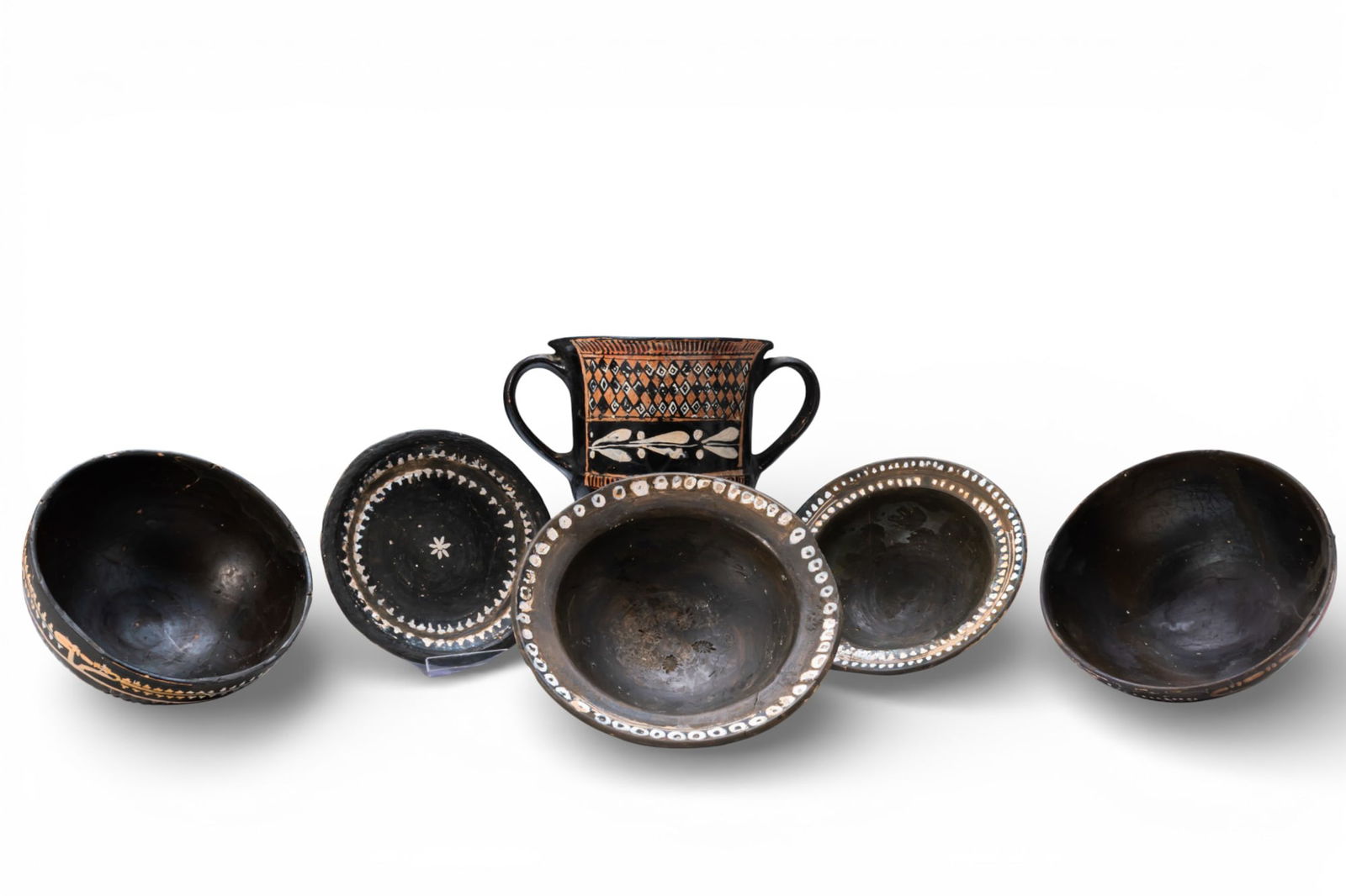 COLLECTION OF GREEK BLACK GLAZED TERRACOTTA VESSELS (1 of 4)