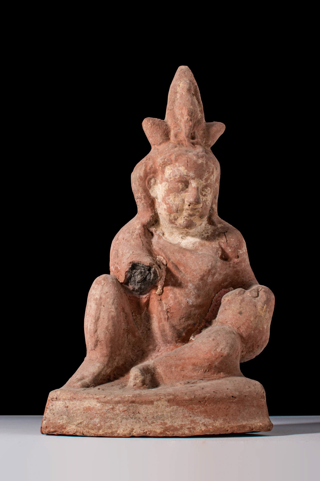 LARGE ROMAN TERRACOTTA SEATED HARPOKRATES WITH A POT (1 of 5)