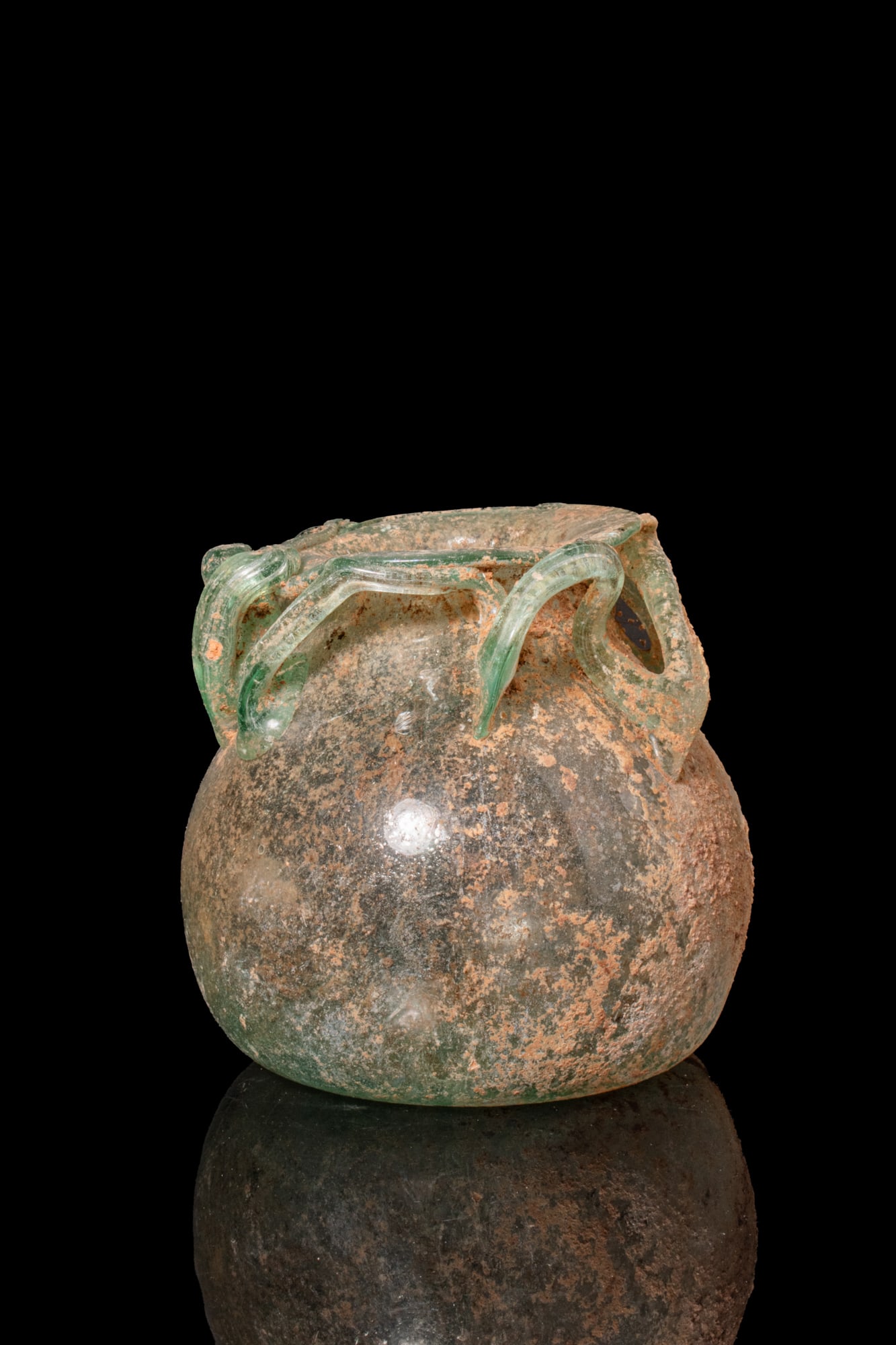 BYZANTINE GLASS FLASK WITH TRAILED OPENWORK DECORATION (1 of 4)