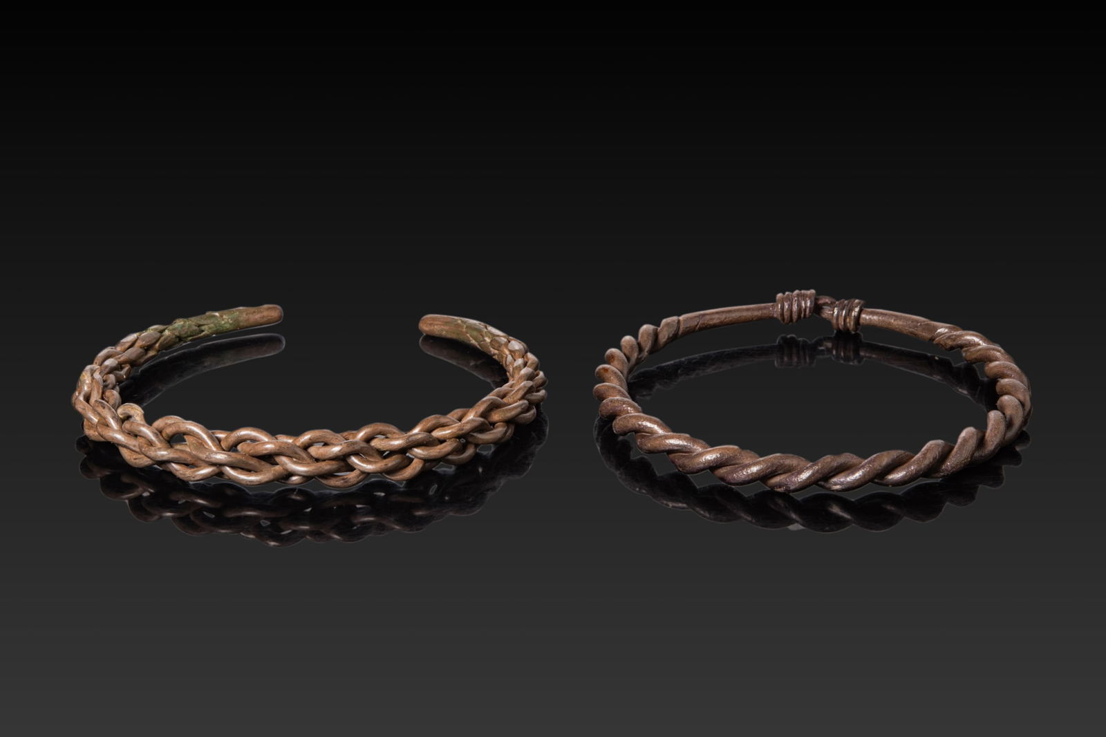 PAIR OF VIKING SILVER PLAITED AND TWISTED BRACELETS (1 of 4)