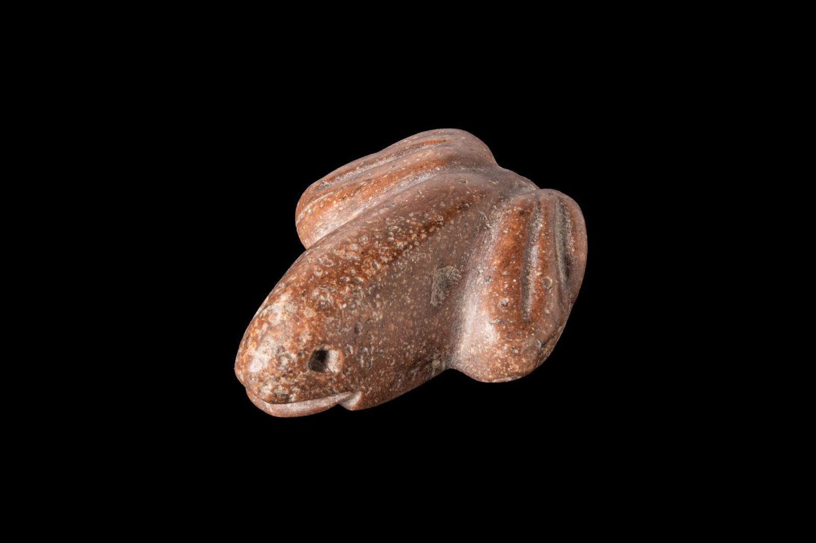 MESOPOTAMIAN BROWN STONE FROG AMULET - WITH ORIGINAL REPORT BY PROF. LAMBERT (1 of 5)