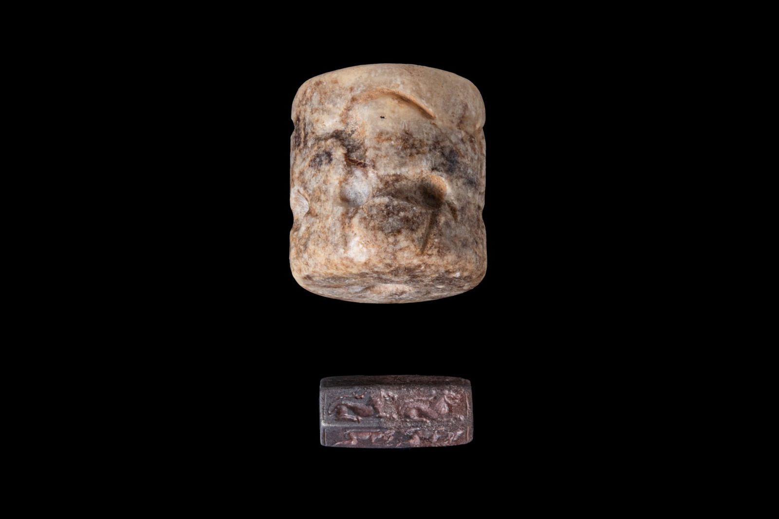 PAIR OF NEAR EASTERN STONE SEALS WITH ANIMALS (1 of 6)