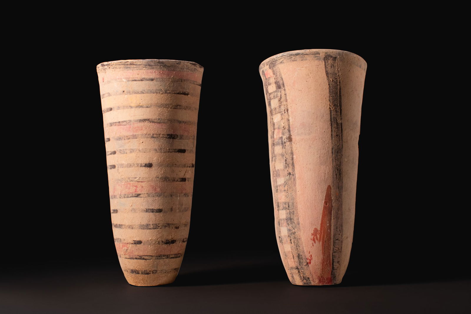 PAIR OF INDUS VALLEY POTTERY PAINTED CONE VESSELS (1 of 3)