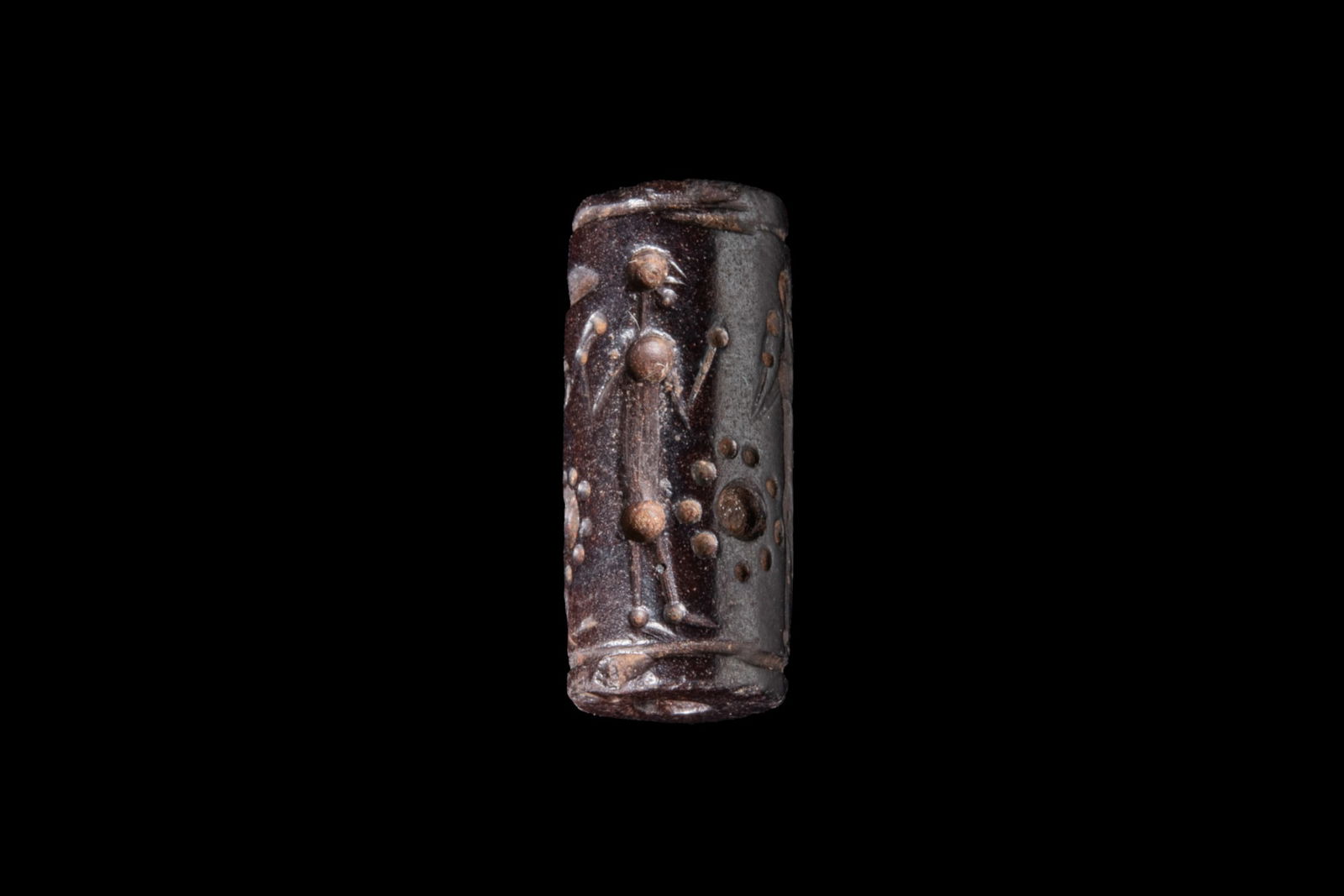MITANNI HEMATITE CYLINDER SEAL WITH STANDING FIGURES (1 of 9)