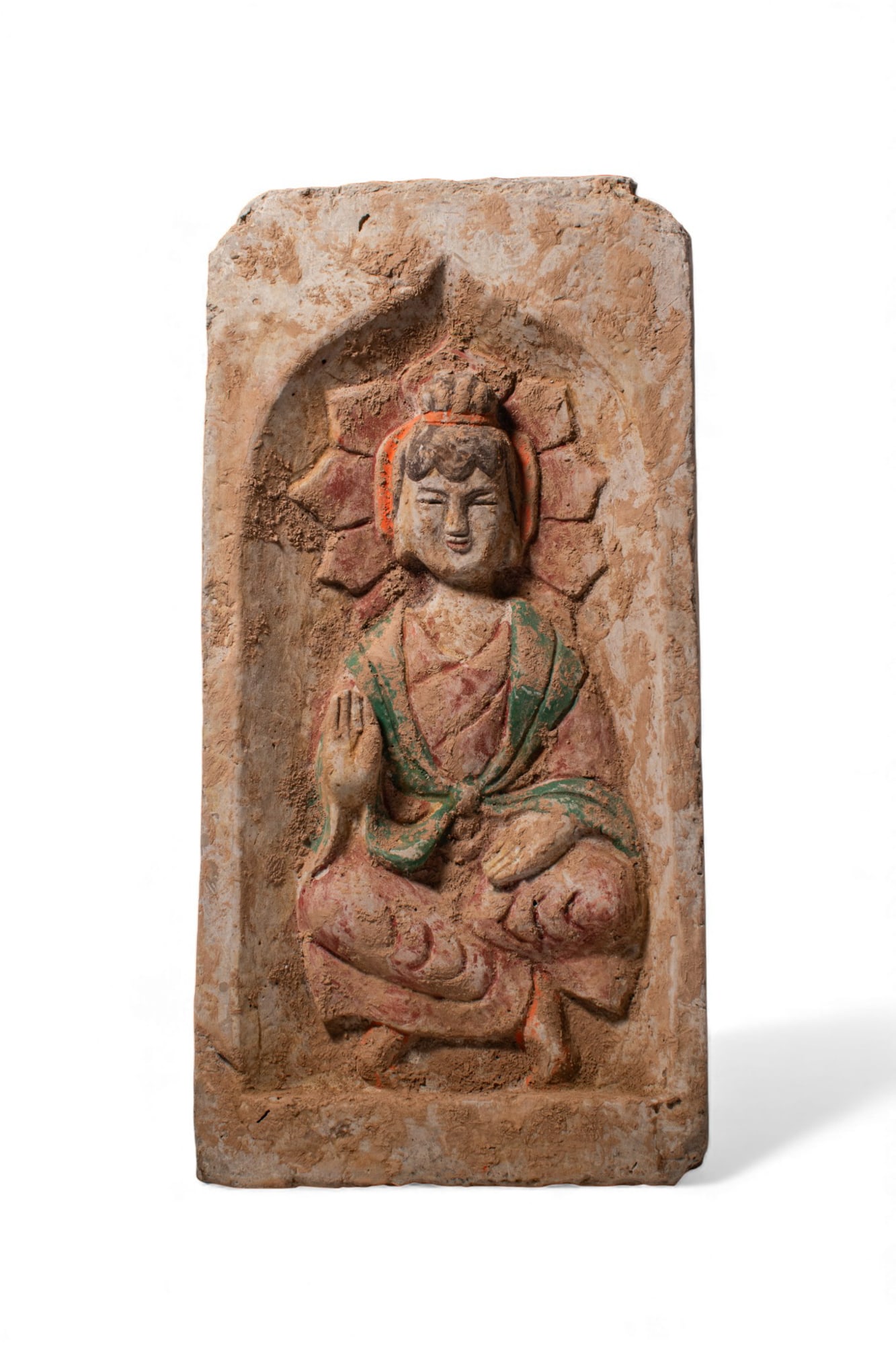 CHINESE TERRACOTTA BRICK DEPICTING BUDDHA - TL TESTED (1 of 4)